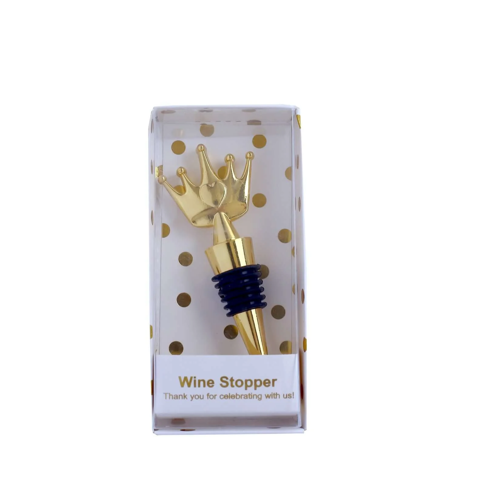 Gold Metal Princess Crown Wine Bottle Stopper Wedding Favor with Clear Gift Box, Thank You Tag and Ribbon - 4" - Image 9