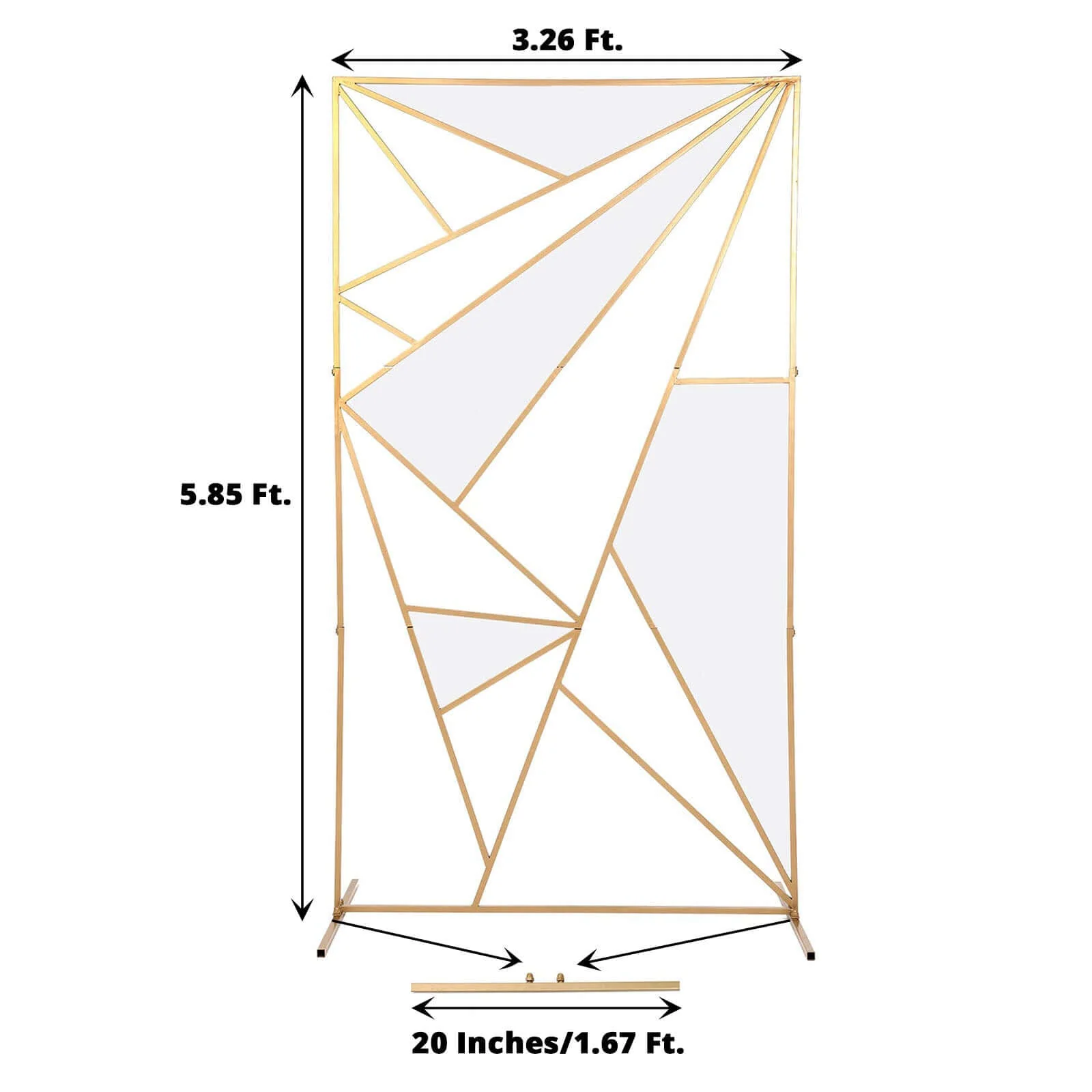 Gold Metal Rectangular Geometric Wedding Backdrop Floor Stand, Flower Frame Prop Stand With Cloudy Film Insert 6ft Tall - Image 3