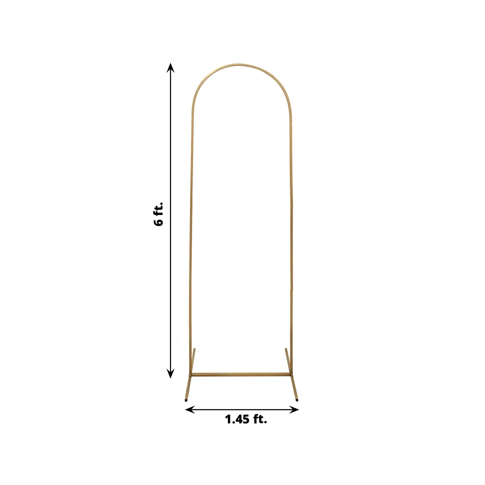 Gold Metal Round Top Chiara Wedding Arch Backdrop Stand, Rectangular Floral Balloon Frame Ceremony Arbor - 6ft - Image 3