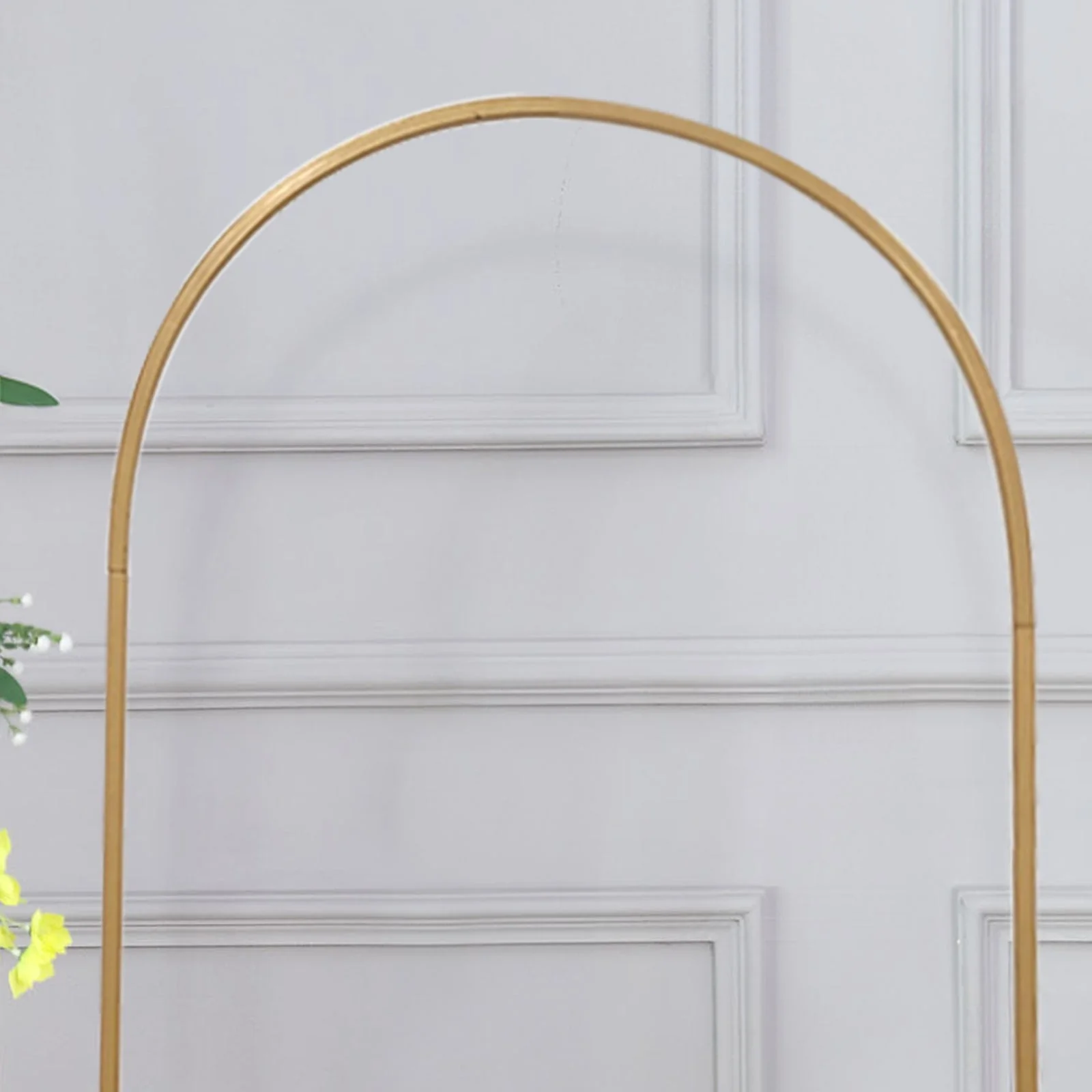Gold Metal Round Top Chiara Wedding Arch Backdrop Stand, Rectangular Floral Balloon Frame Ceremony Arbor - 6ft - Image 5