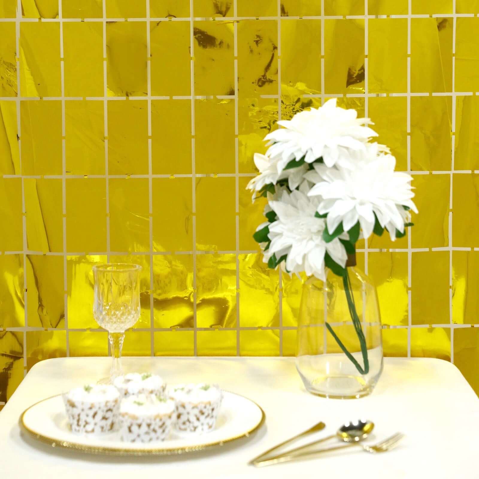 Shiny Gold Metallic Foil Rectangle Curtain Party Backdrop Door Window Curtain 3ftx6.5ft - Image 3