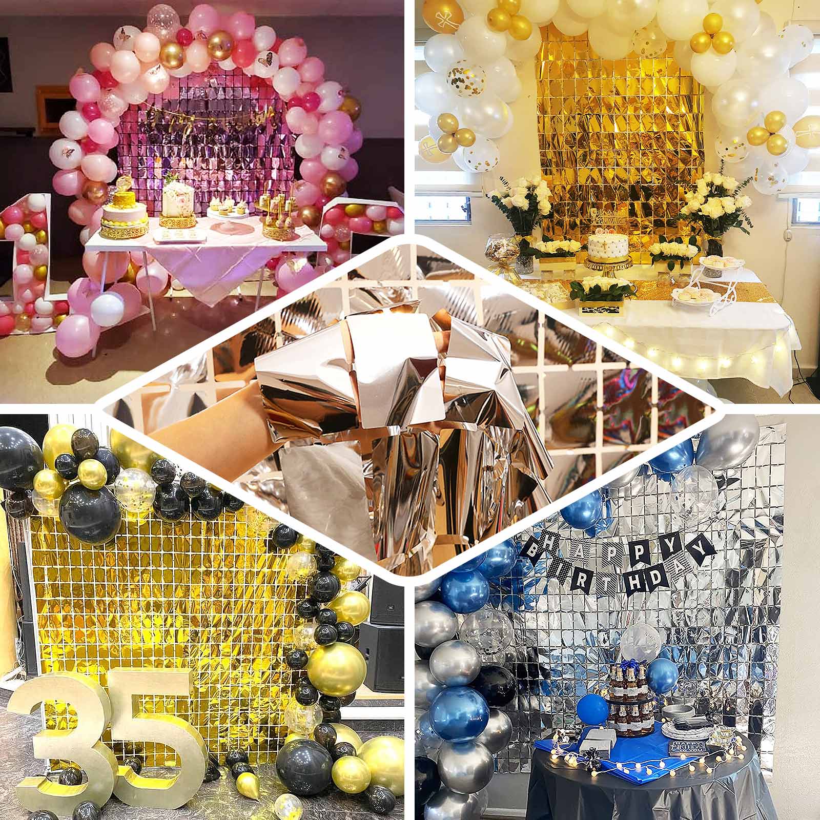 Shiny Gold Metallic Foil Rectangle Curtain Party Backdrop Door Window Curtain 3ftx6.5ft - Image 5