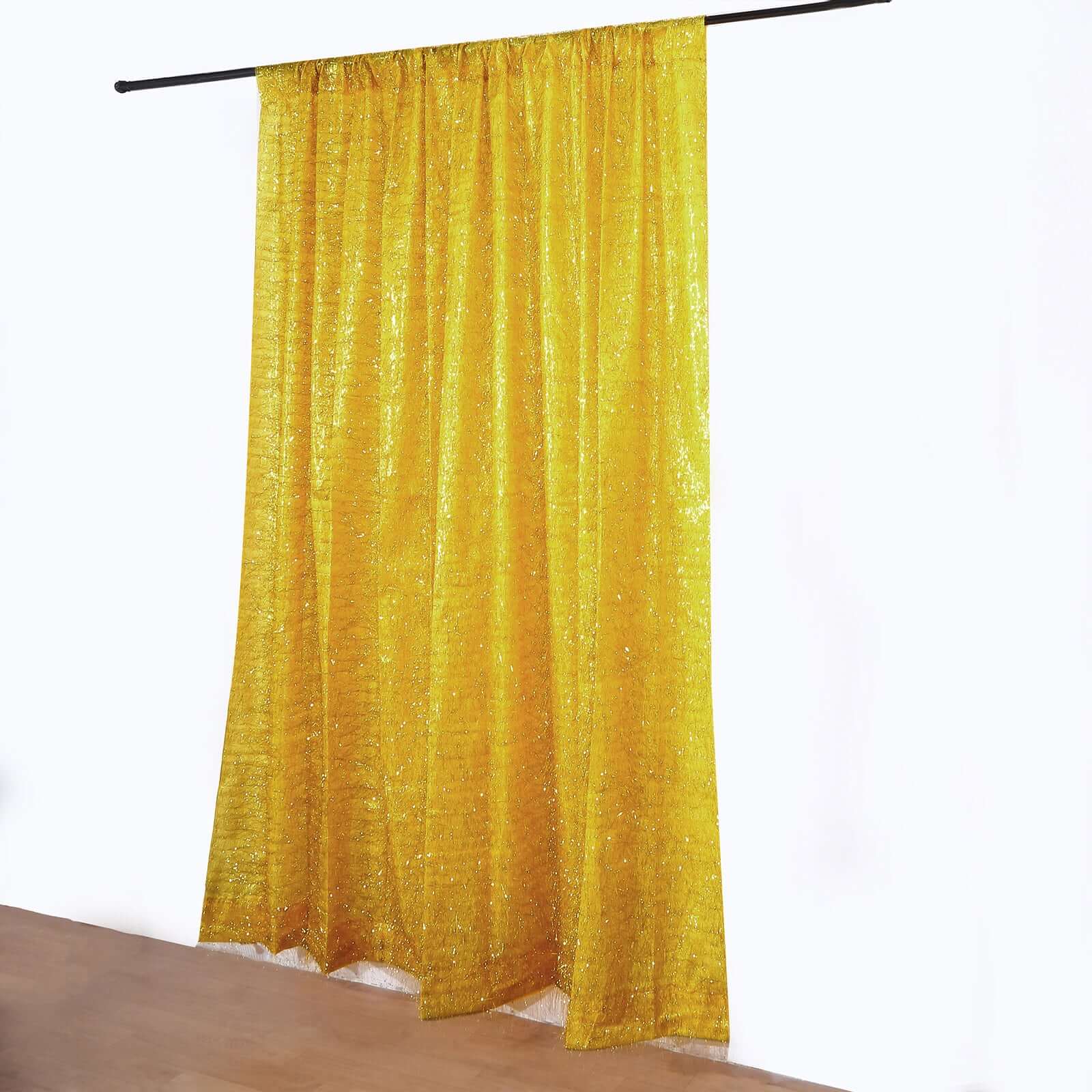 Gold Metallic Fringe Shag Photo Backdrop Drape Curtain, Shimmery Tinsel Polyester Event Divider Panel 8ft - Image 4