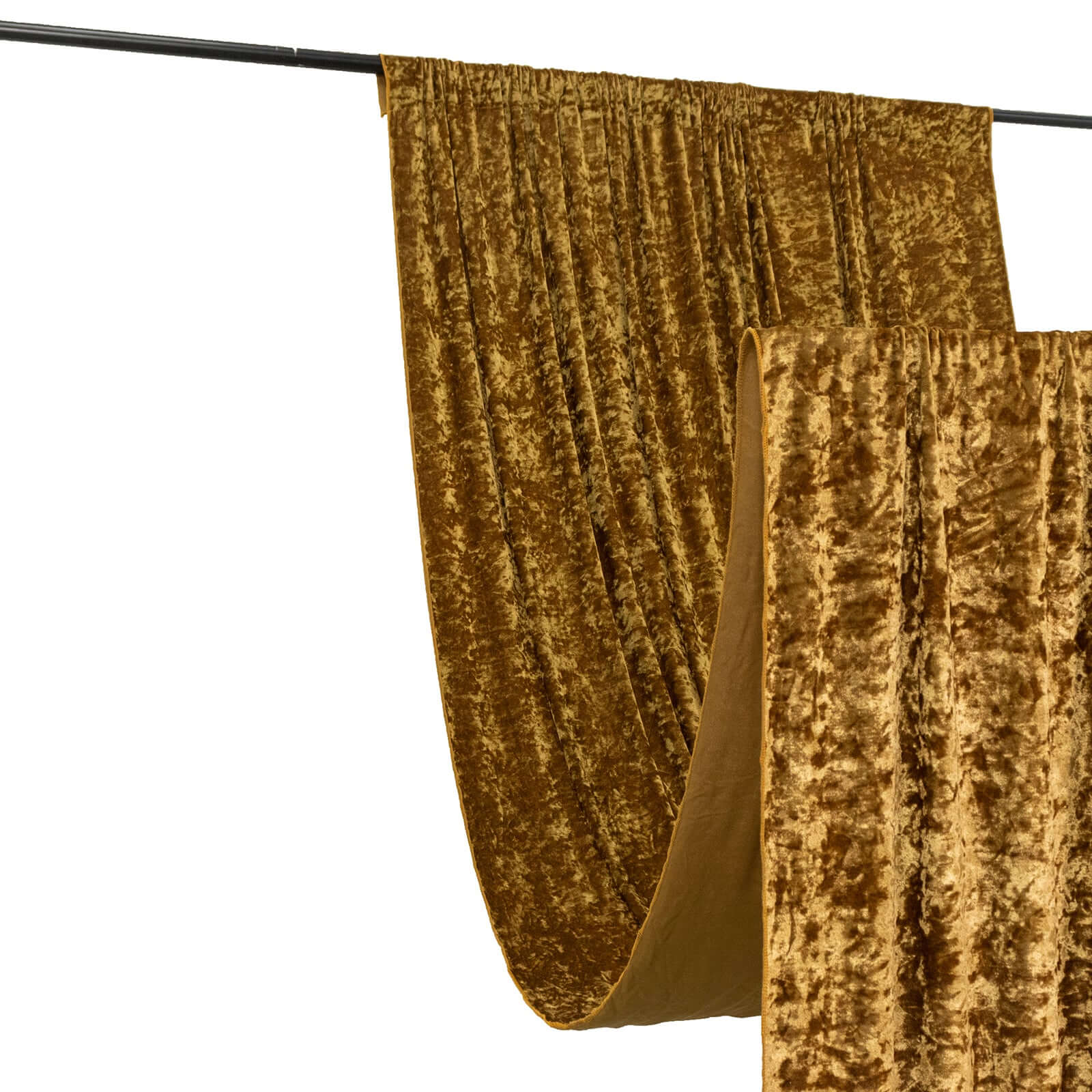 Crushed Velvet Backdrop Curtain – Gold 5ft x 12ft Event Drape with Rod Pocket, Privacy Panel for Photo Booths & Events - Image 3