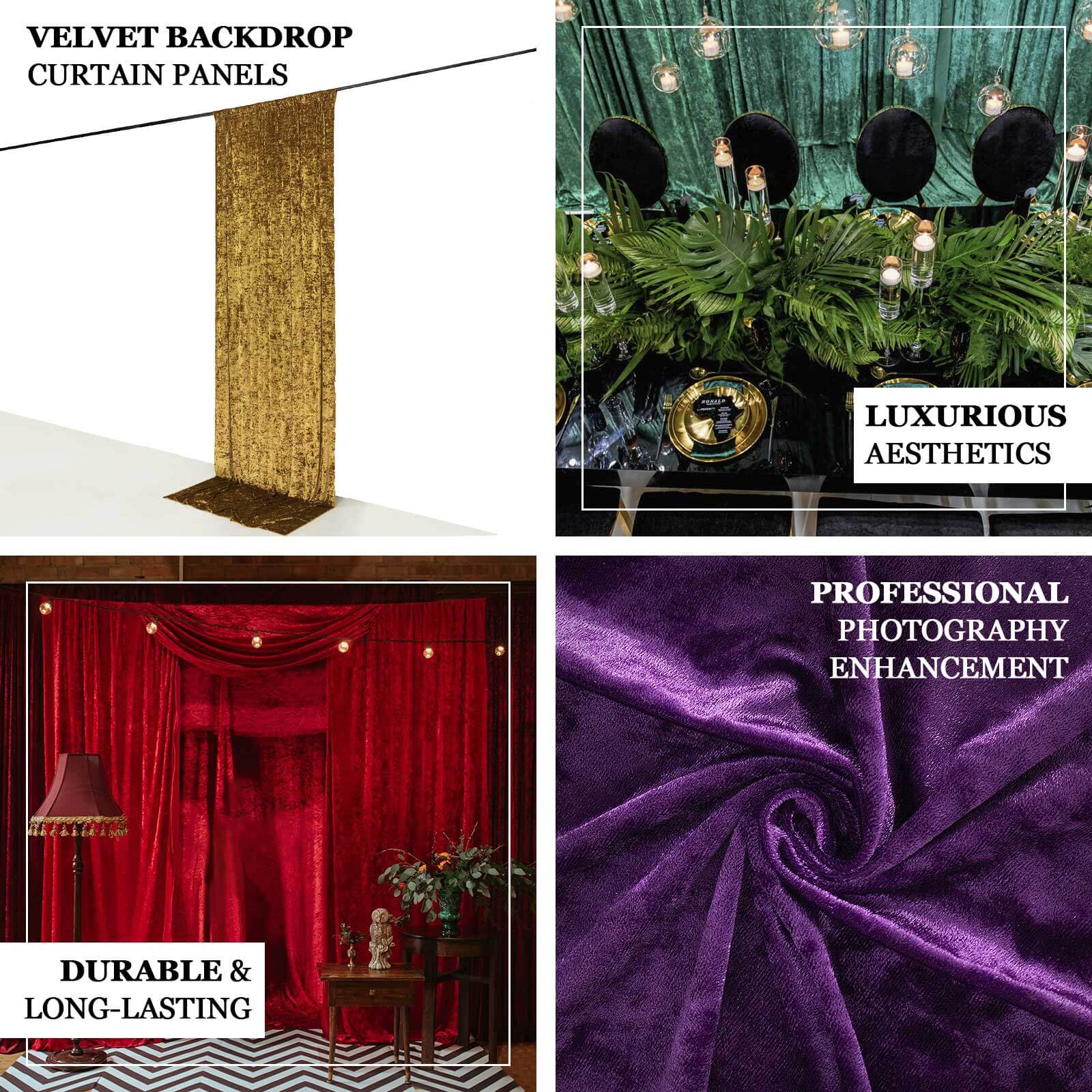 Crushed Velvet Backdrop Curtain – Gold 5ft x 12ft Event Drape with Rod Pocket, Privacy Panel for Photo Booths & Events - Image 4