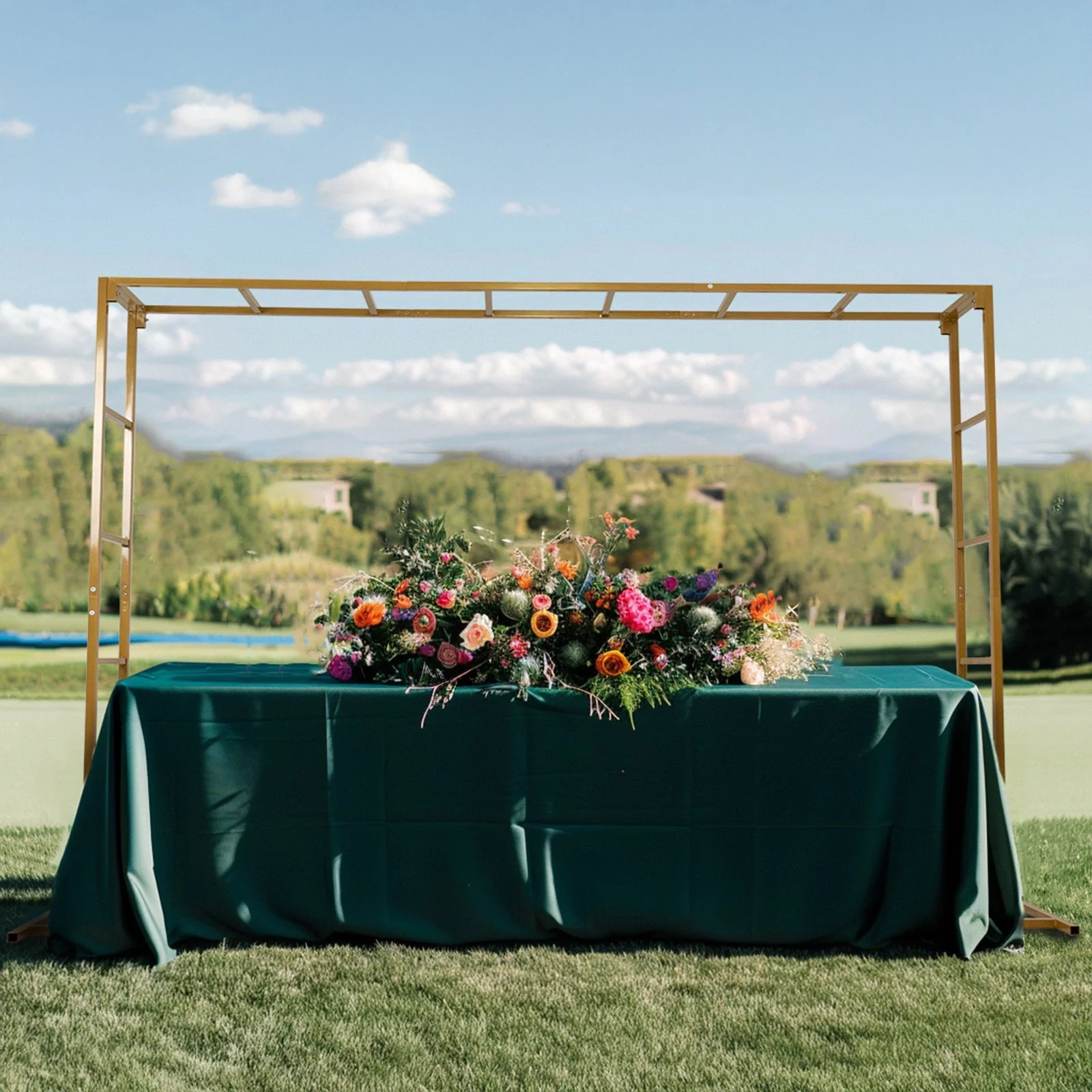 Gold Rectangular Arbor - Freestanding 6' High Over the Table Stand, Backdrop Stand with Double Frame for Floral Balloon Décor - 6ftx8ft - Image 10