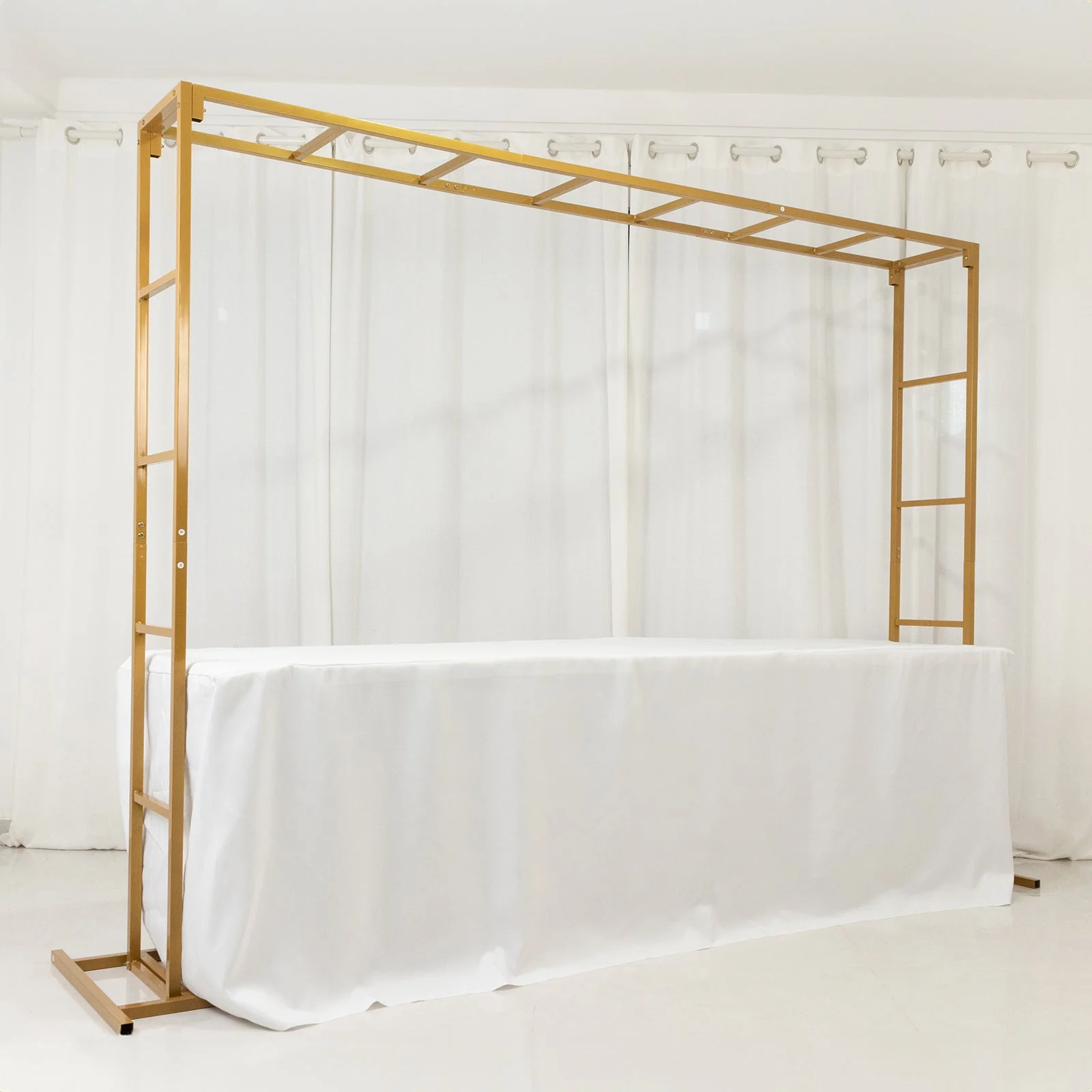 Gold Rectangular Arbor - Freestanding 6' High Over the Table Stand, Backdrop Stand with Double Frame for Floral Balloon Décor - 6ftx8ft - Image 6