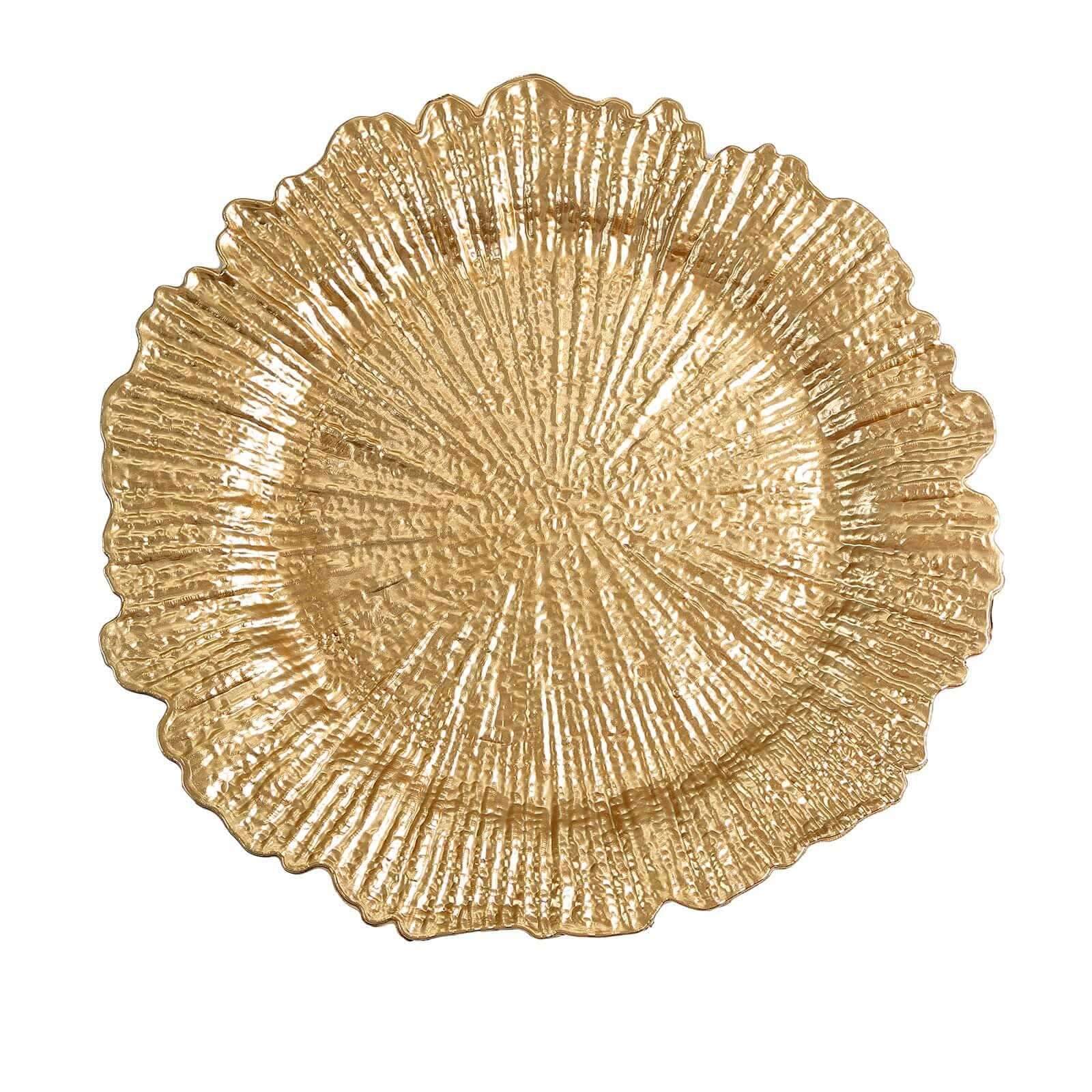 6-Pack Acrylic Plastic Charger Plates 13" Round Gold Reef Design - Decorative Dinner Charger Tableware - Image 5