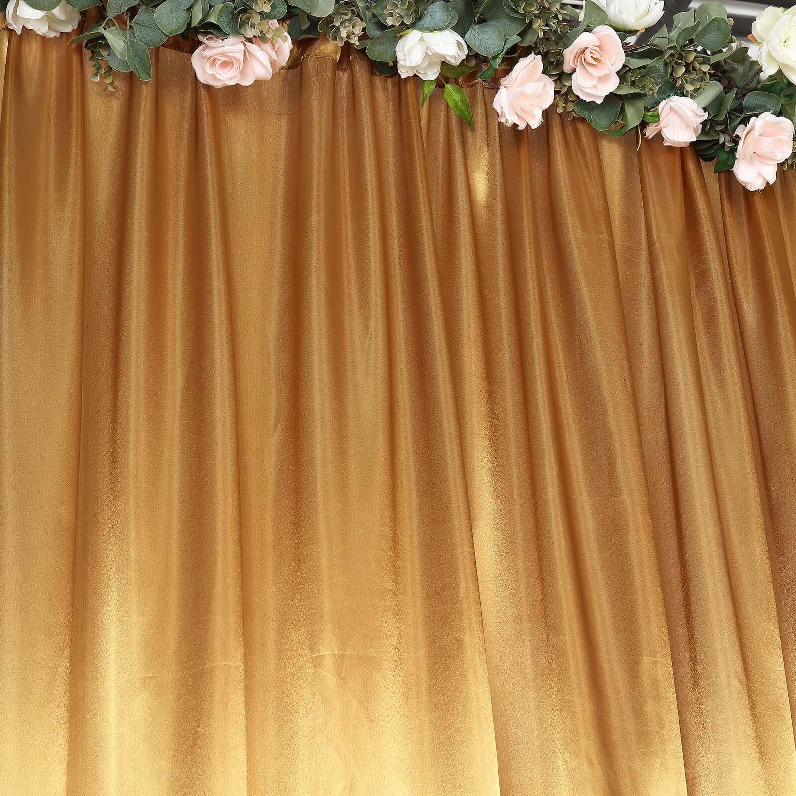 Gold Satin Backdrop Drape Curtain, Photo Booth Event Divider Panel - 8ftx10ft - Image 2