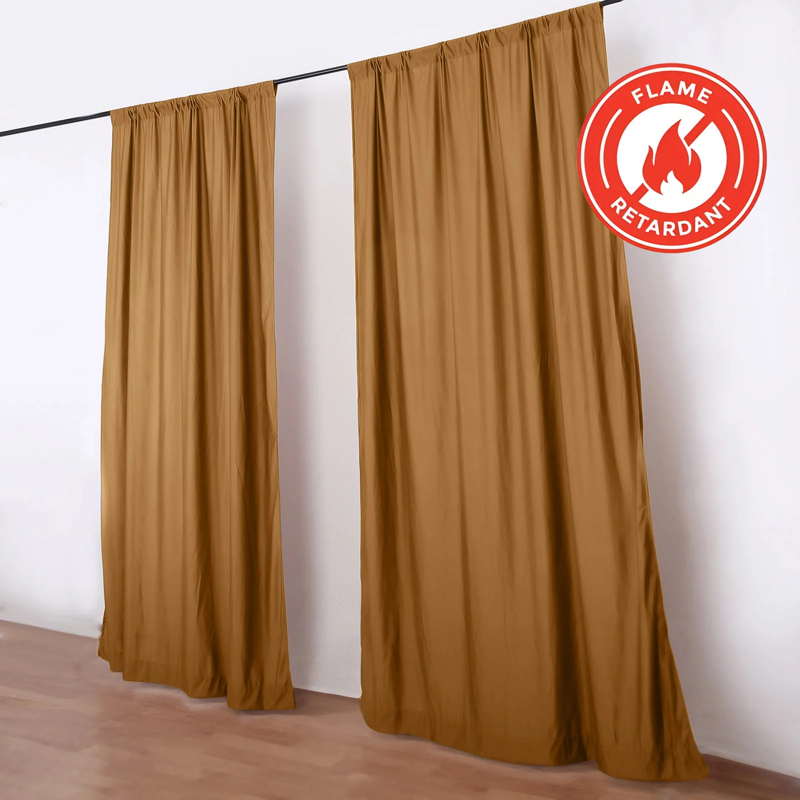 2 Pack 5ftx10ft Gold Scuba Polyester Backdrop Drape Curtains, Durable Flame Resistant Event Divider Panels Wrinkle Free With Rod Pockets - Image 7