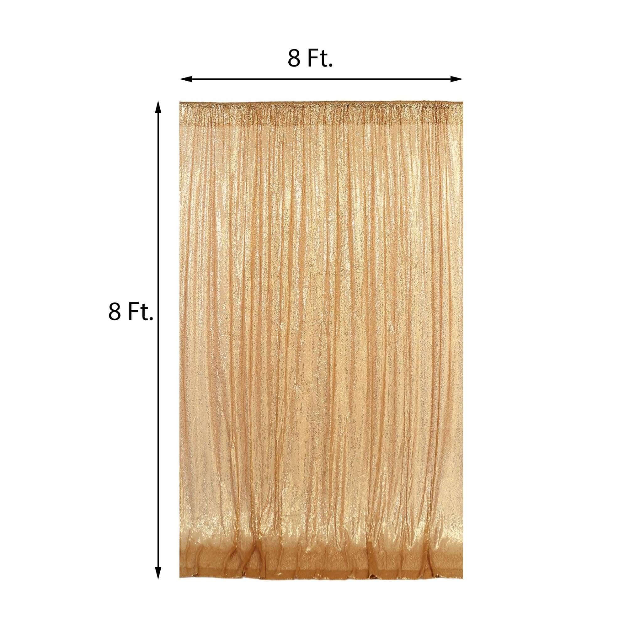 Gold Sequin Backdrop Drape Curtain, Photo Booth Event Divider Panel - 8ftx8ft - Image 3