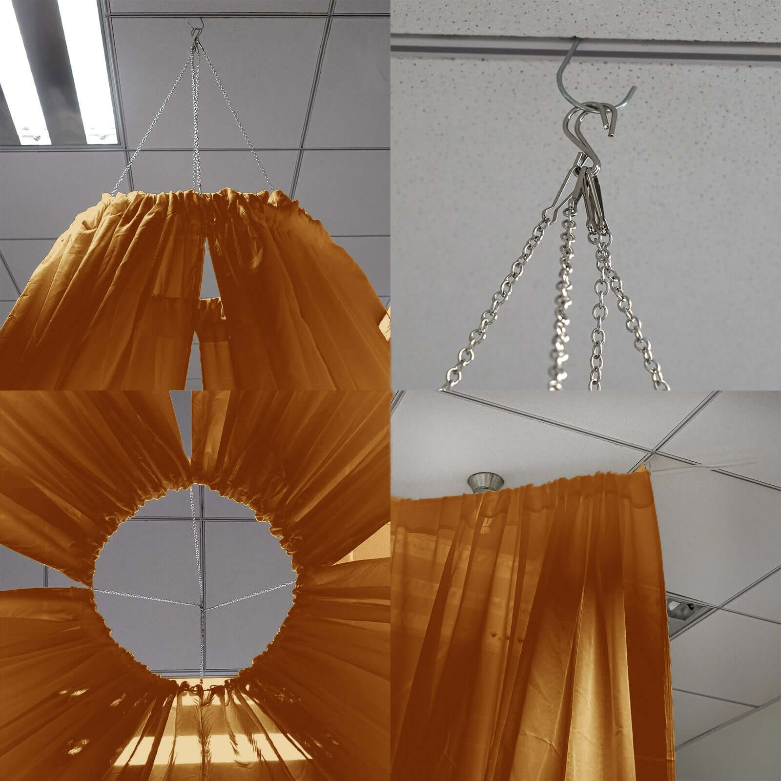 Gold Sheer Ceiling/Curtain Draping Panels Durable Flame Resistant Fabric 10ftx30ft - Image 6
