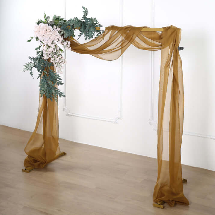 Gold Sheer Organza Wedding Arch Draping Fabric, Long Curtain Backdrop Window Scarf Valance 18ft - Image 6