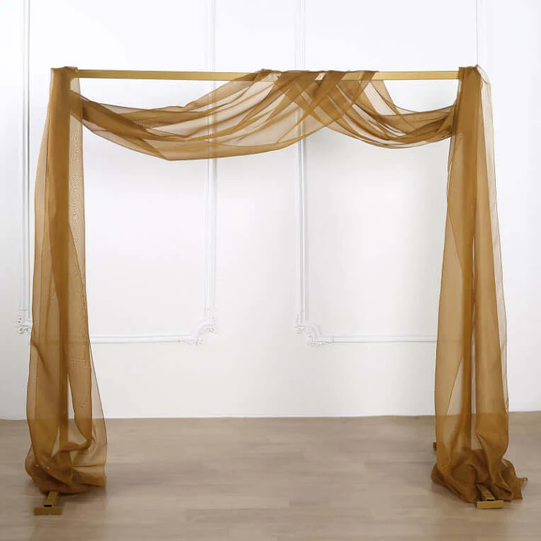 Gold Sheer Organza Wedding Arch Draping Fabric, Long Curtain Backdrop Window Scarf Valance 18ft - Image 8