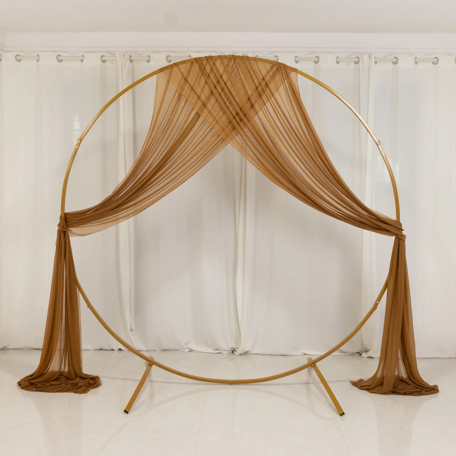Sheer Wedding Arch Drape – 5ftx32ft Gold Sheer Curtain Backdrop, Ceiling Drapery Panel - Image 2