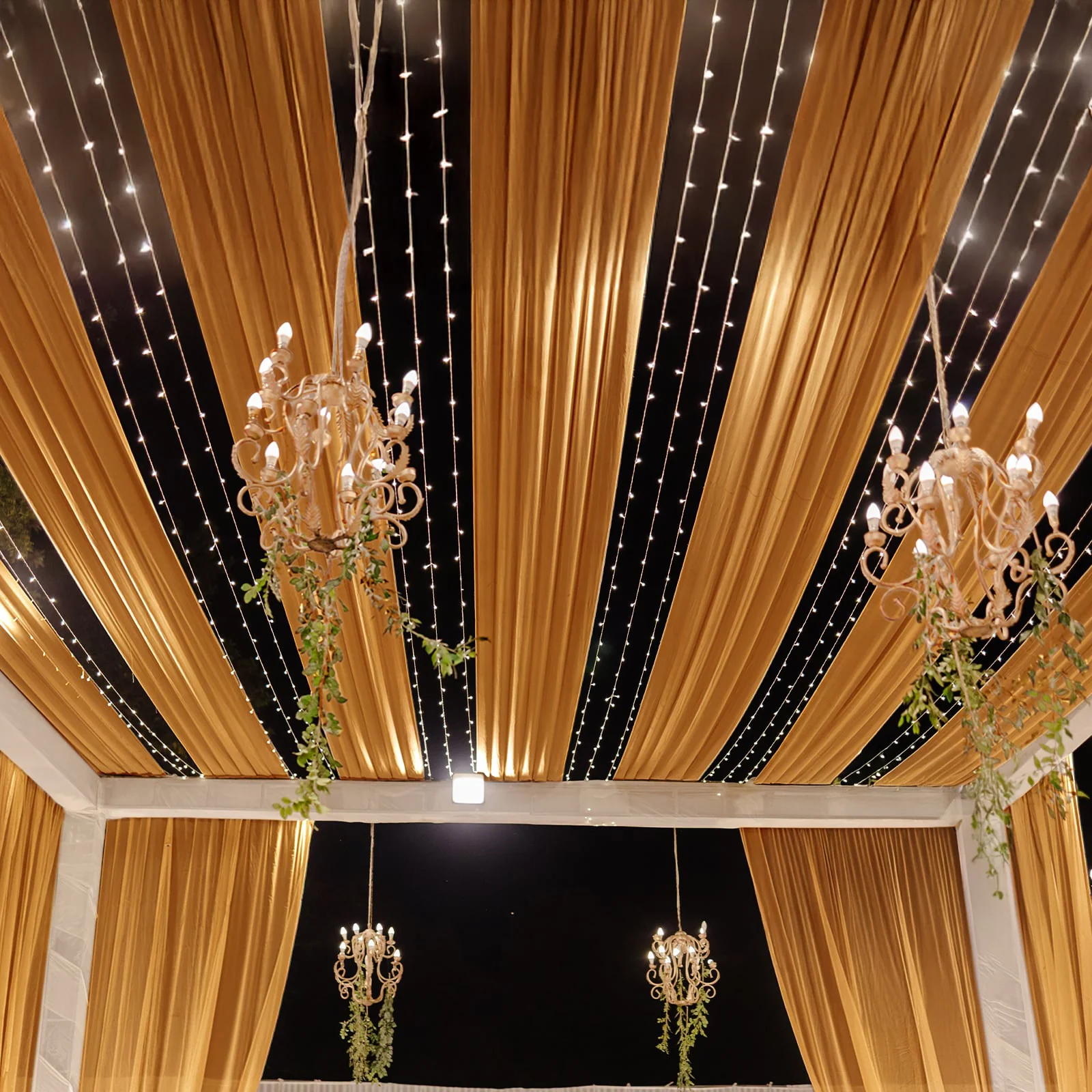 Sheer Wedding Arch Drape – 5ftx32ft Gold Sheer Curtain Backdrop, Ceiling Drapery Panel - Image 3