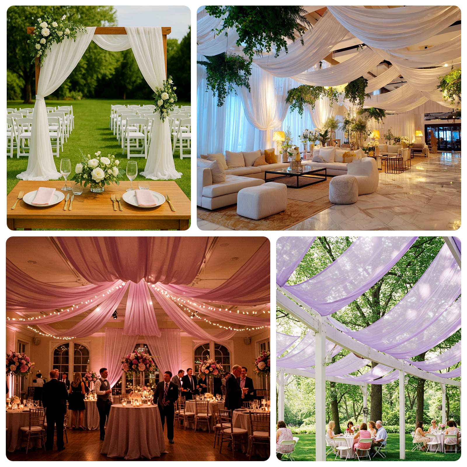 Sheer Wedding Arch Drape – 5ftx32ft Gold Sheer Curtain Backdrop, Ceiling Drapery Panel - Image 5