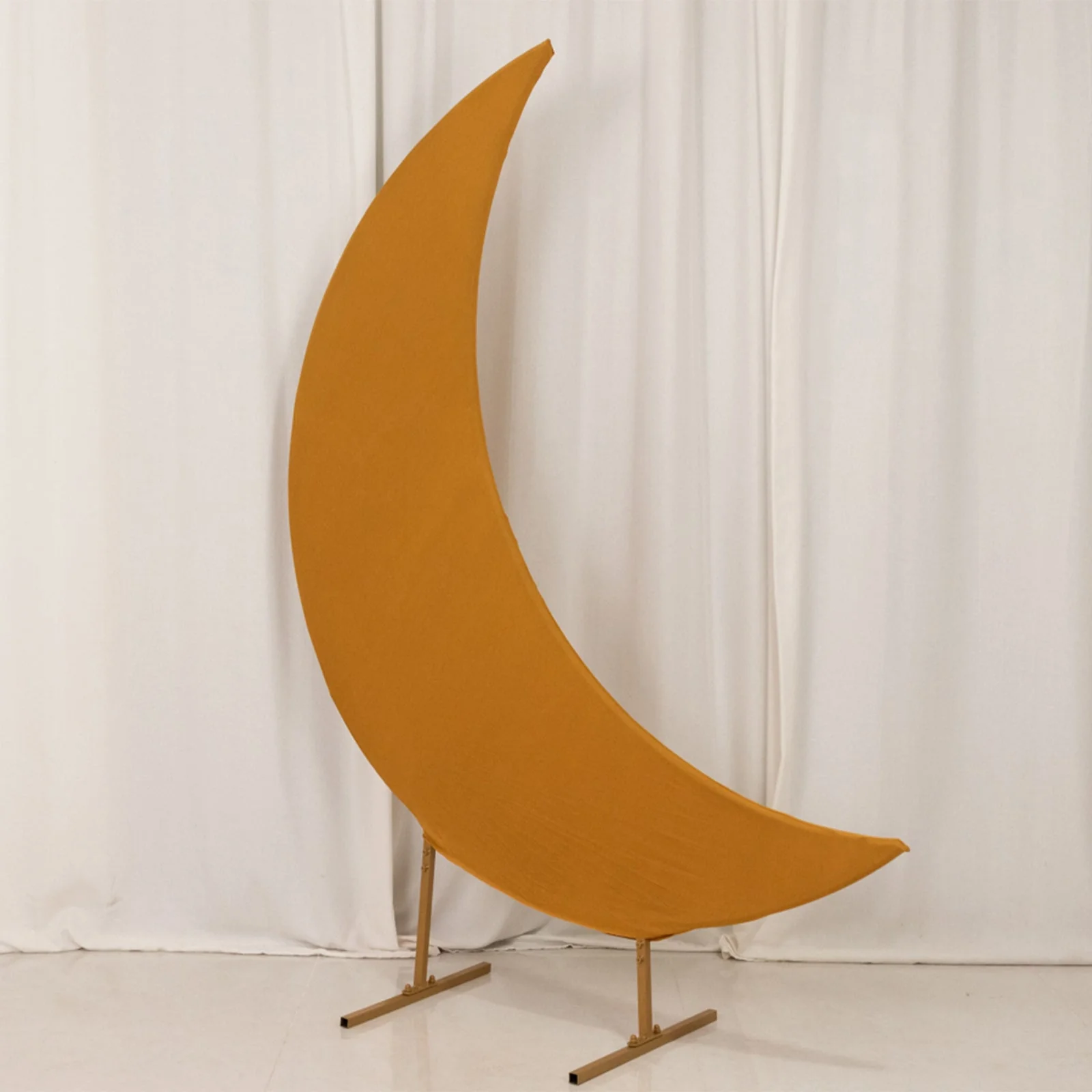Gold Spandex Crescent Moon Wedding Arch Cover, Custom Stretch Fitted Chiara Backdrop Stand Cover - 6.5ft - Image 5