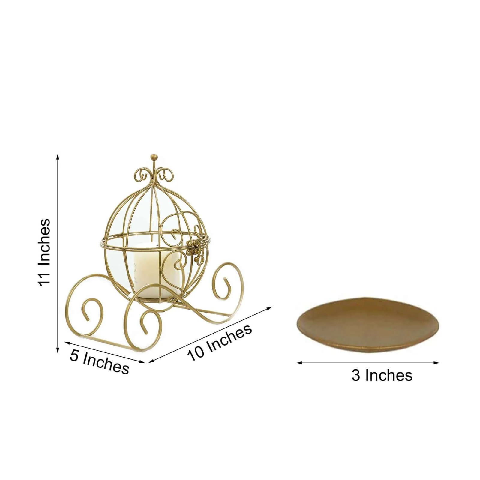 Gold Wrought Iron Candle Holder or Card Display 11" Cinderella Carriage - Ideal Wedding Table Accent - Image 3