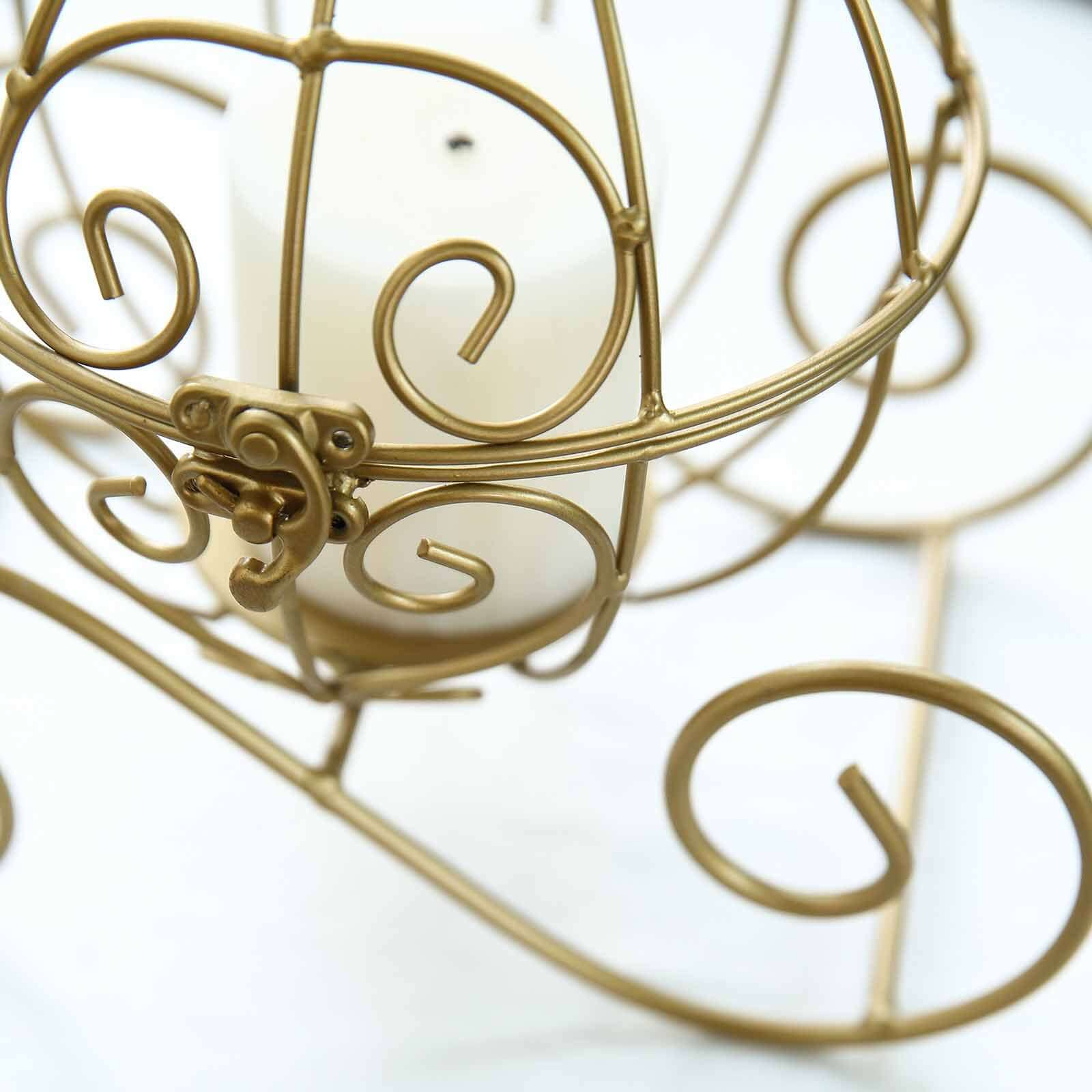 Gold Wrought Iron Candle Holder or Card Display 11" Cinderella Carriage - Ideal Wedding Table Accent - Image 7
