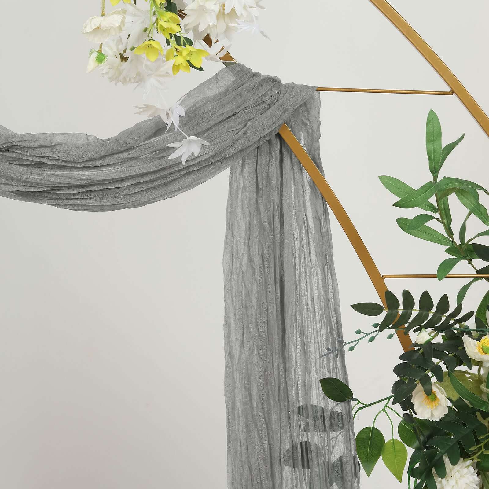Gray Gauze Cheesecloth Draping Fabric Wedding Arch Decorations, Window Scarf Valance Drapes, Boho Arbor Long Curtain Panel 20ft - Image 6