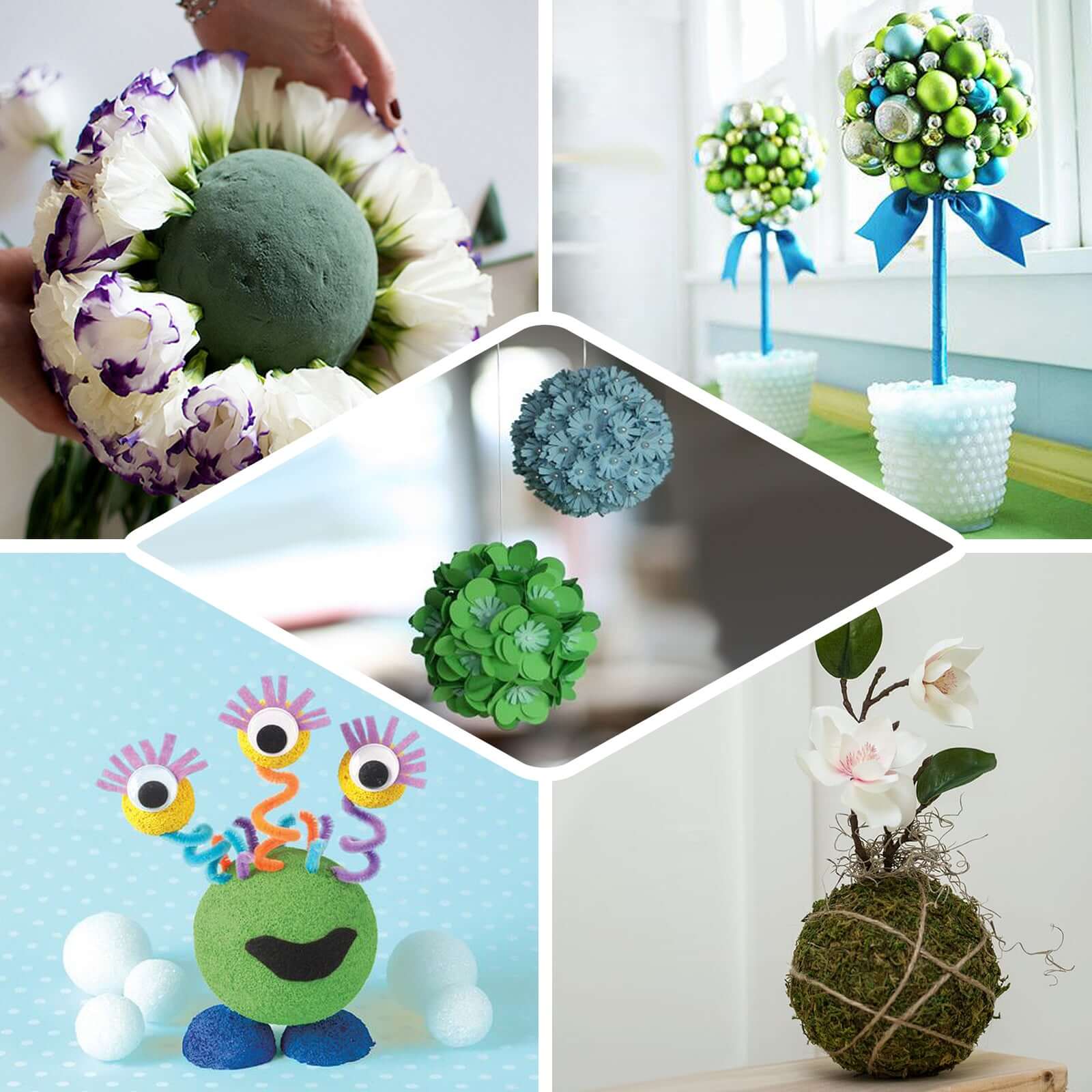 Green DIY Flower Arrangements Craft Foam Ball, Smooth Floral Foam Ball 14" - Image 5