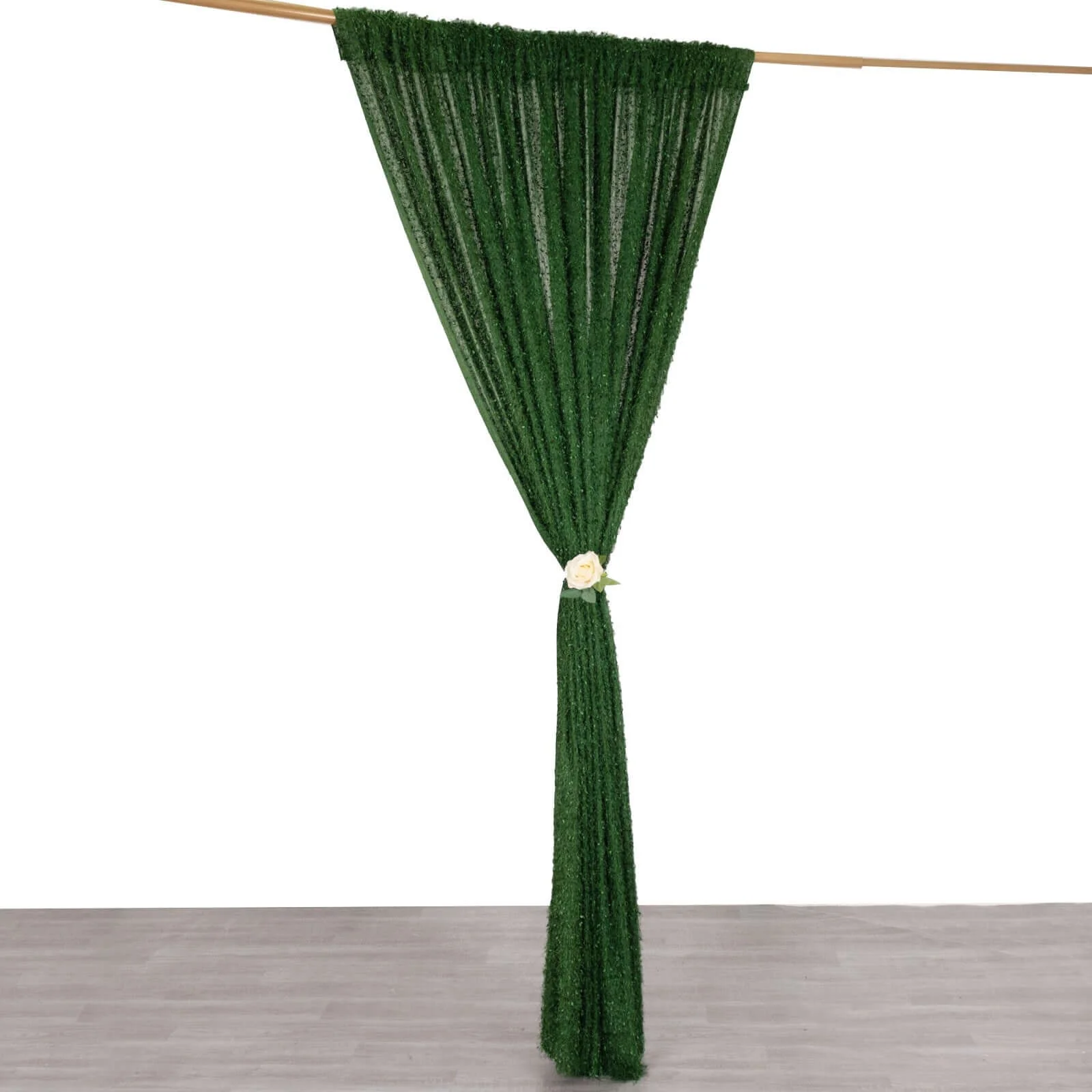 Green Fringe Shag Polyester Backdrop Drape Curtain, Minky Fabric Event Divider Panel - 8ftx8ft - Image 10