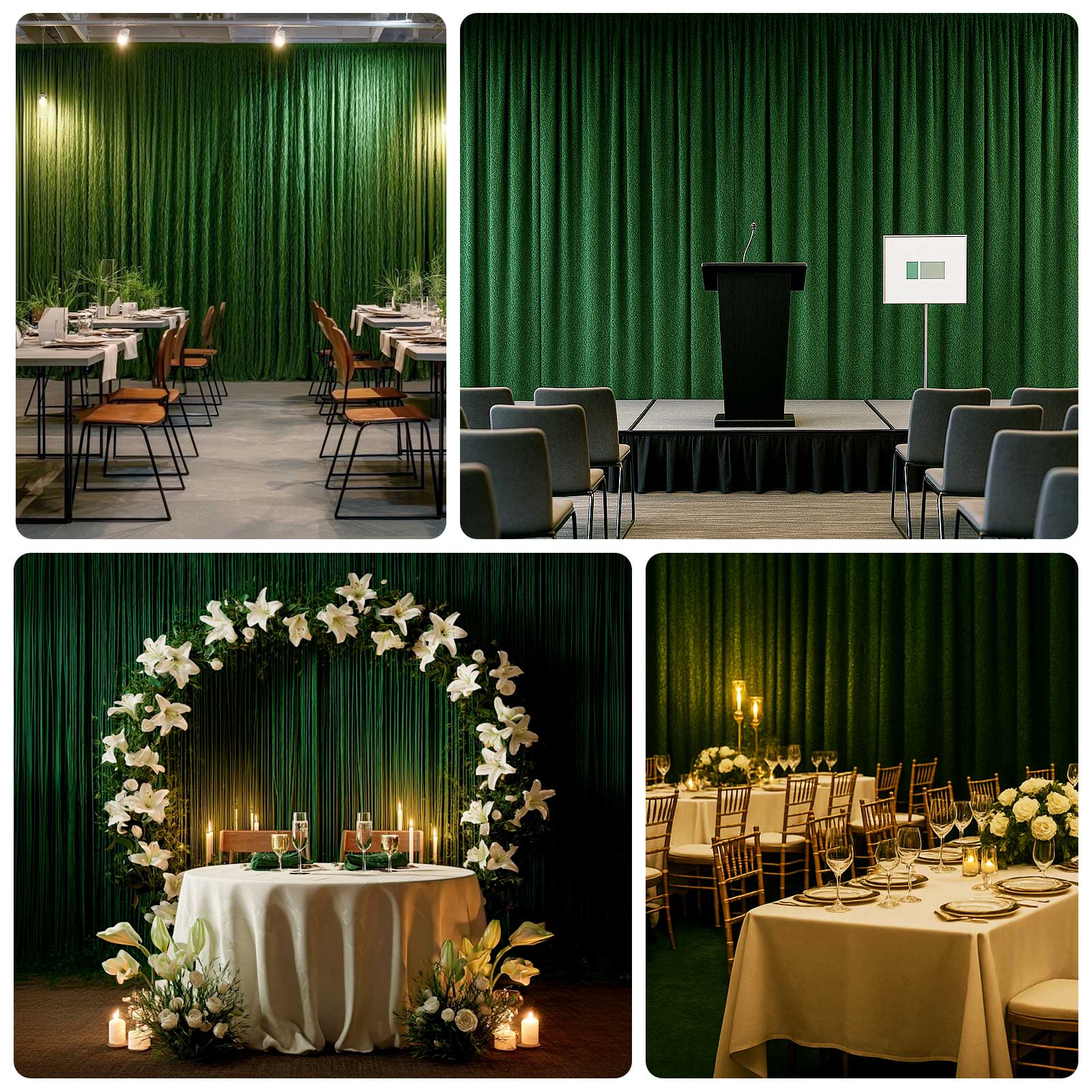Green Fringe Shag Polyester Backdrop Drape Curtain, Minky Fabric Event Divider Panel - 8ftx8ft - Image 5