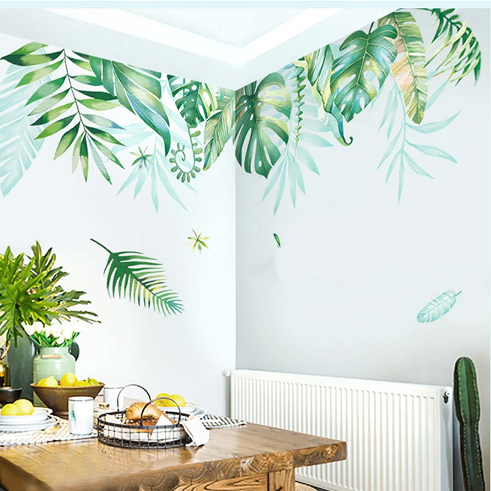 Green Tropical Assorted Hanging Leaves Wall Decals, Plant Peel Removable Stickers - Image 6