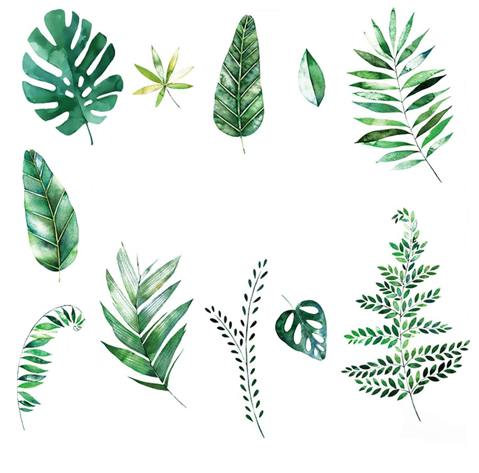 Green Tropical Assorted Leaves Wall Decals, Plant Peel Removable Stickers - Image 6
