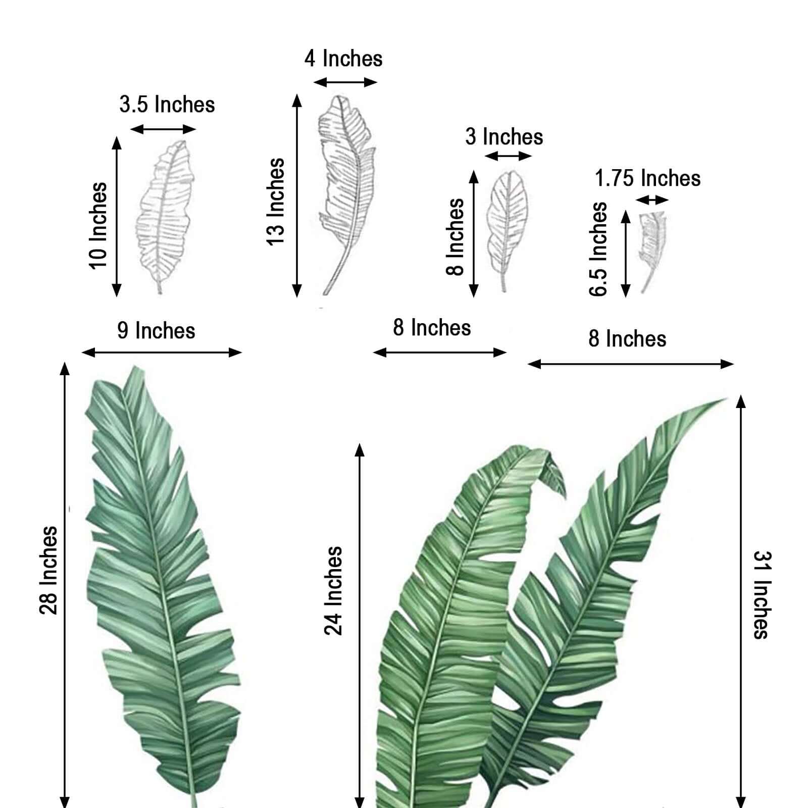 Green Tropical Banana Leaves Wall Decals, Plant Peel Removable Stickers - Image 3