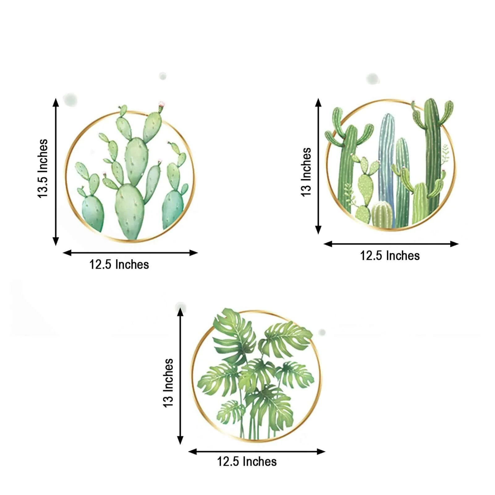 Green Tropical Leaf Plants and Cactus Flat Frame Wall Decals, Decor Stickers - Image 3