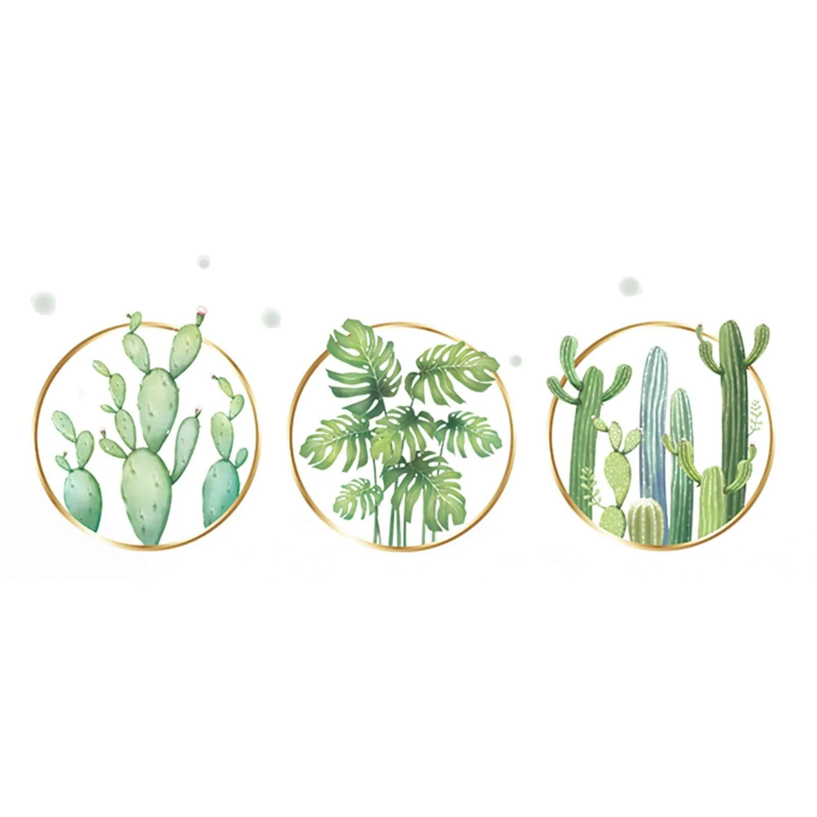 Green Tropical Leaf Plants and Cactus Flat Frame Wall Decals, Decor Stickers - Image 6