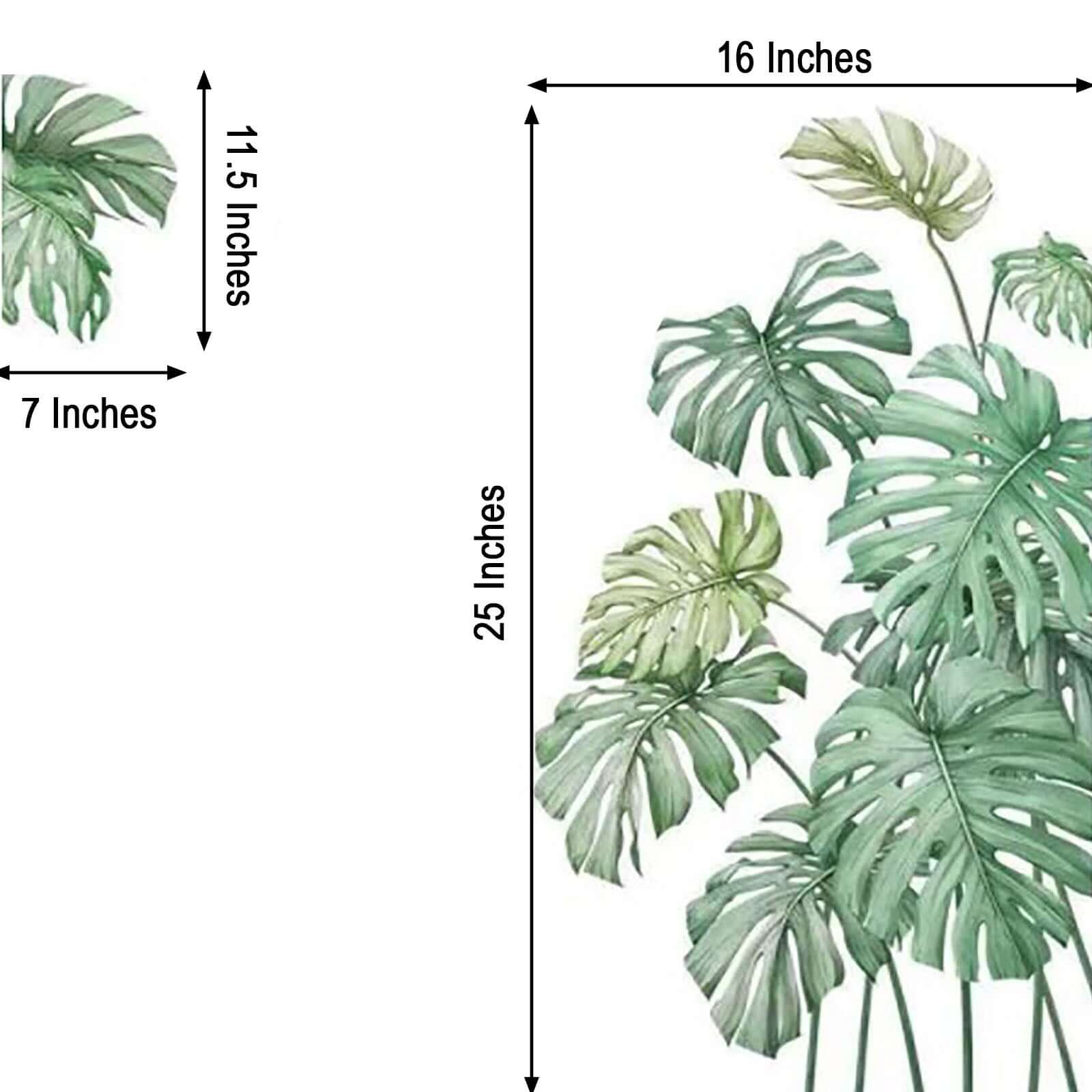 Green Tropical Palm Leaves Wall Decals, Plant Peel Removable Stickers - Image 3