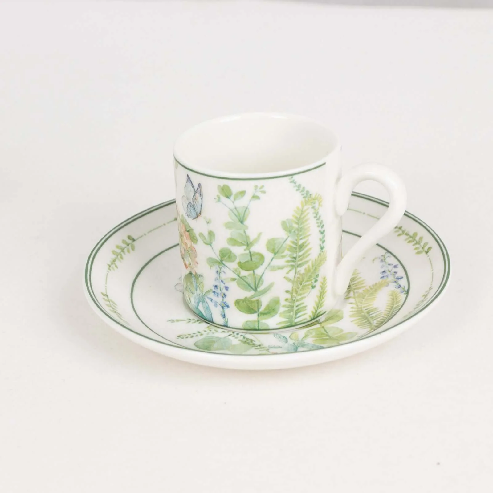 Greenery Theme Bridal Shower Gift Set, Set of 2 Porcelain Espresso Cups and Saucers with Matching Gift Box - Image 8