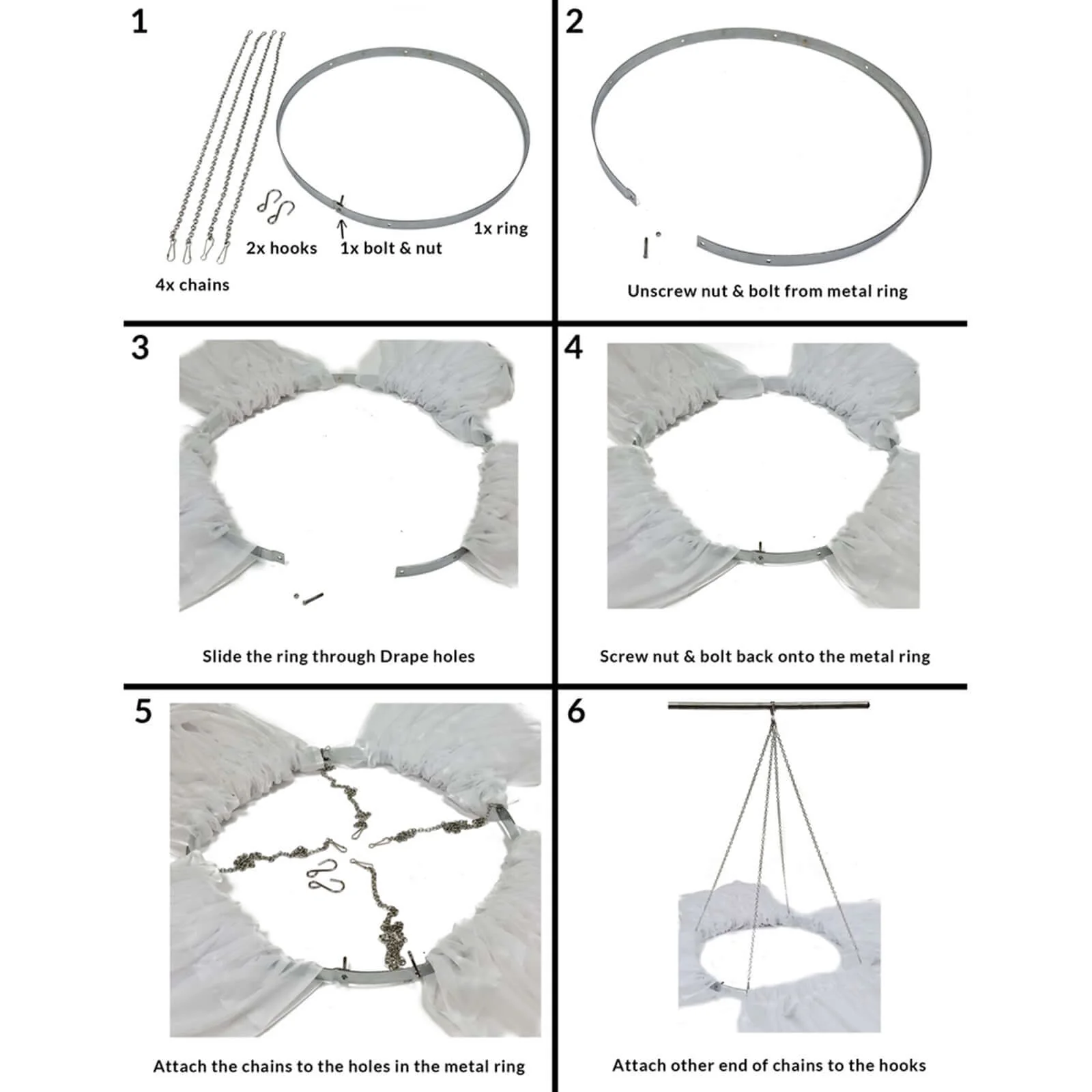 Hanging Hoop Ring Drapery Hardware For 12-Panel Ceiling Draping and FREE Tool Kit - 30" - Image 6