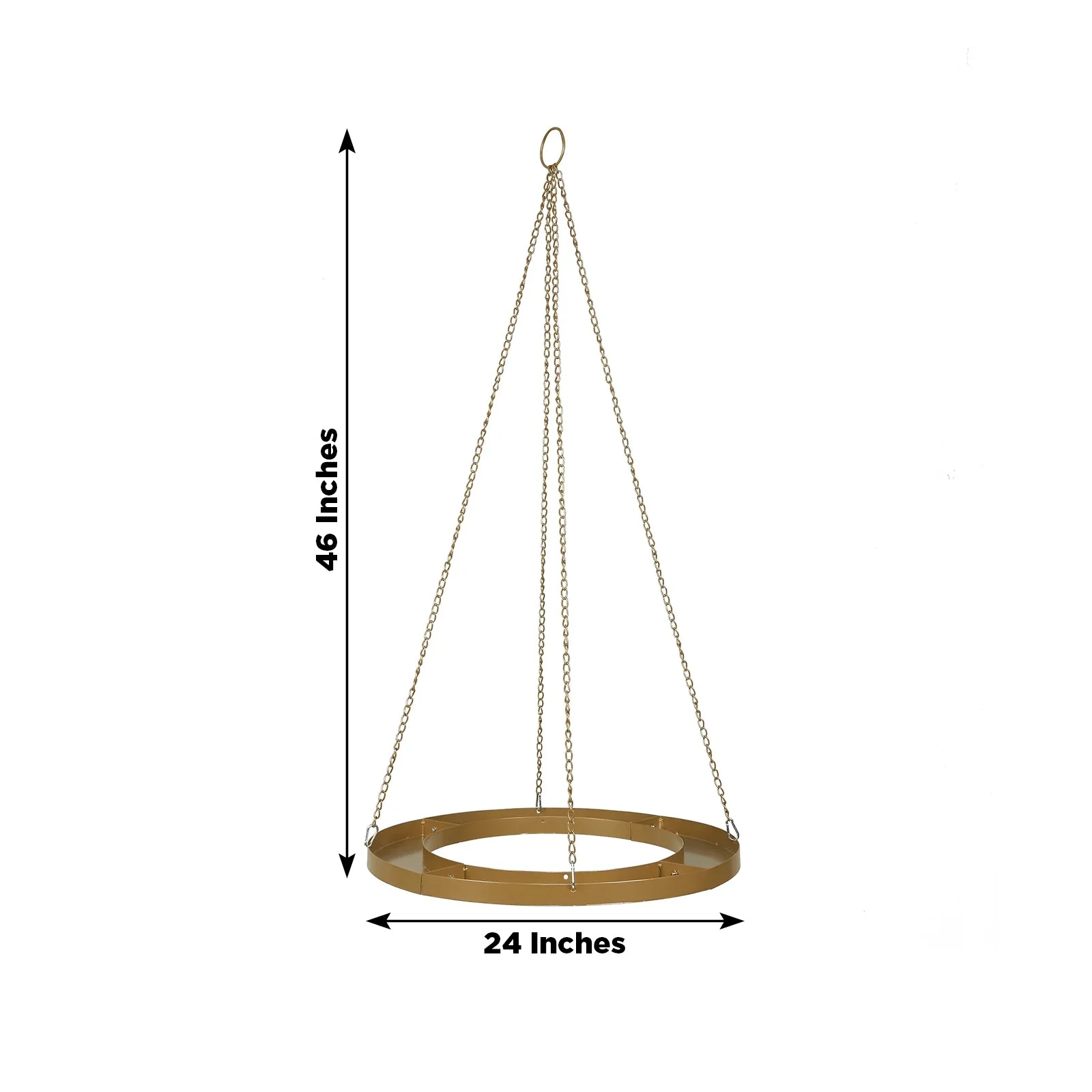 Hanging Metal Floral Chandelier Frame in Gold - Circular Lighting, Candle and Floral Display Base - 24" Round - Image 3