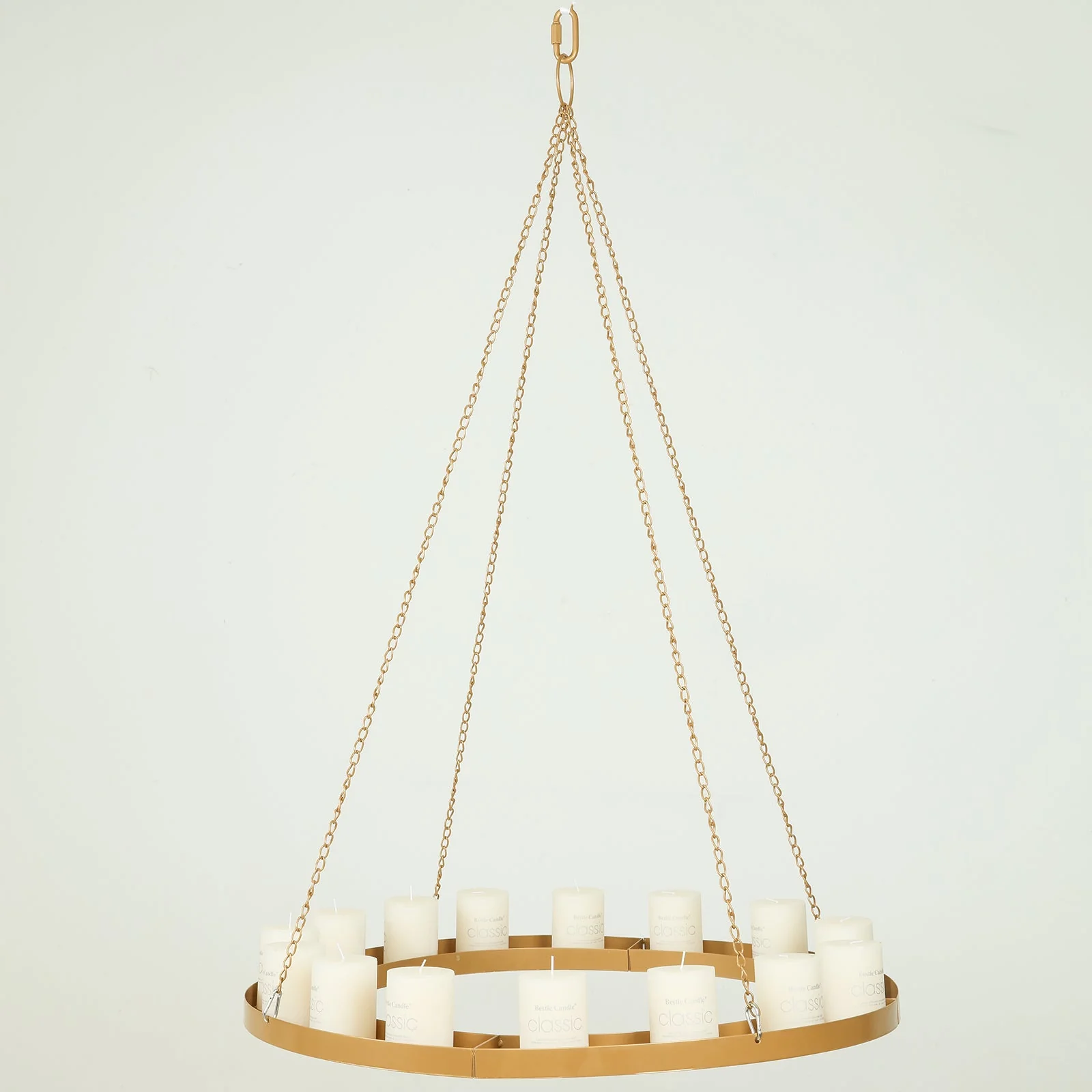Hanging Metal Floral Chandelier Frame in Gold - Circular Lighting, Candle and Floral Display Base - 32" Round - Image 2