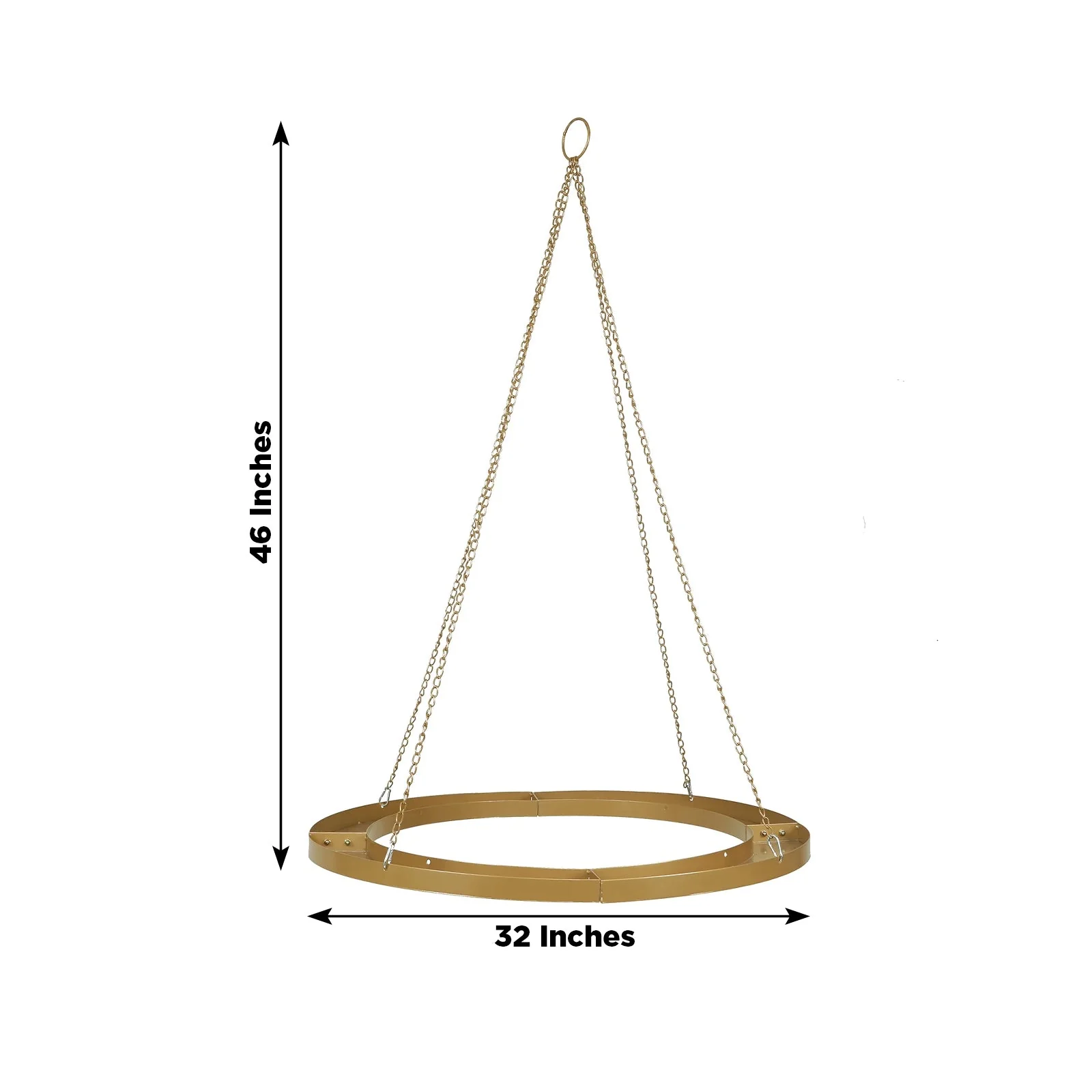Hanging Metal Floral Chandelier Frame in Gold - Circular Lighting, Candle and Floral Display Base - 32" Round - Image 3