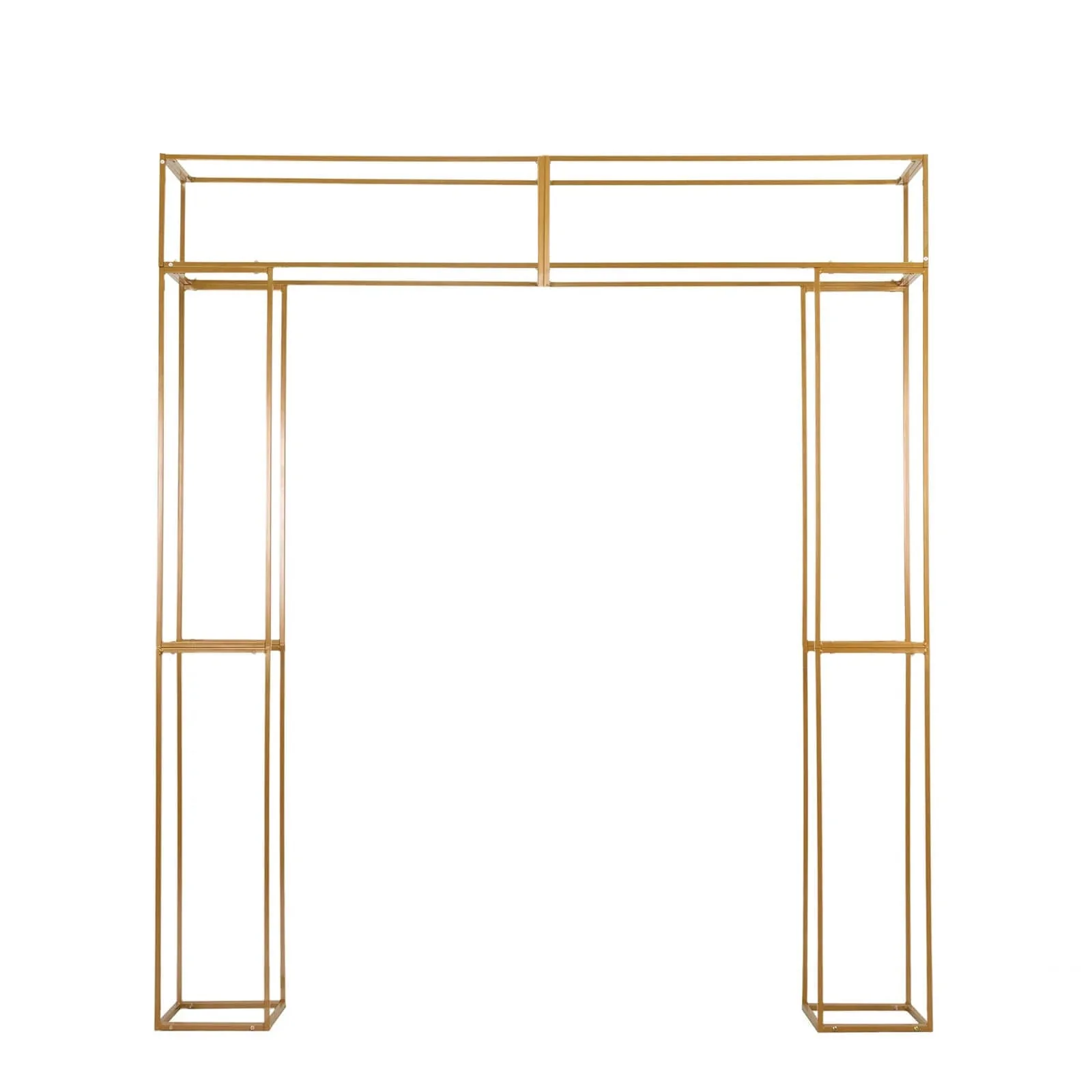 Heavy Duty Gold Metal 3D Rectangular Wedding Arch, Floral Balloon Frame Backdrop Stand - 8ft - Image 7