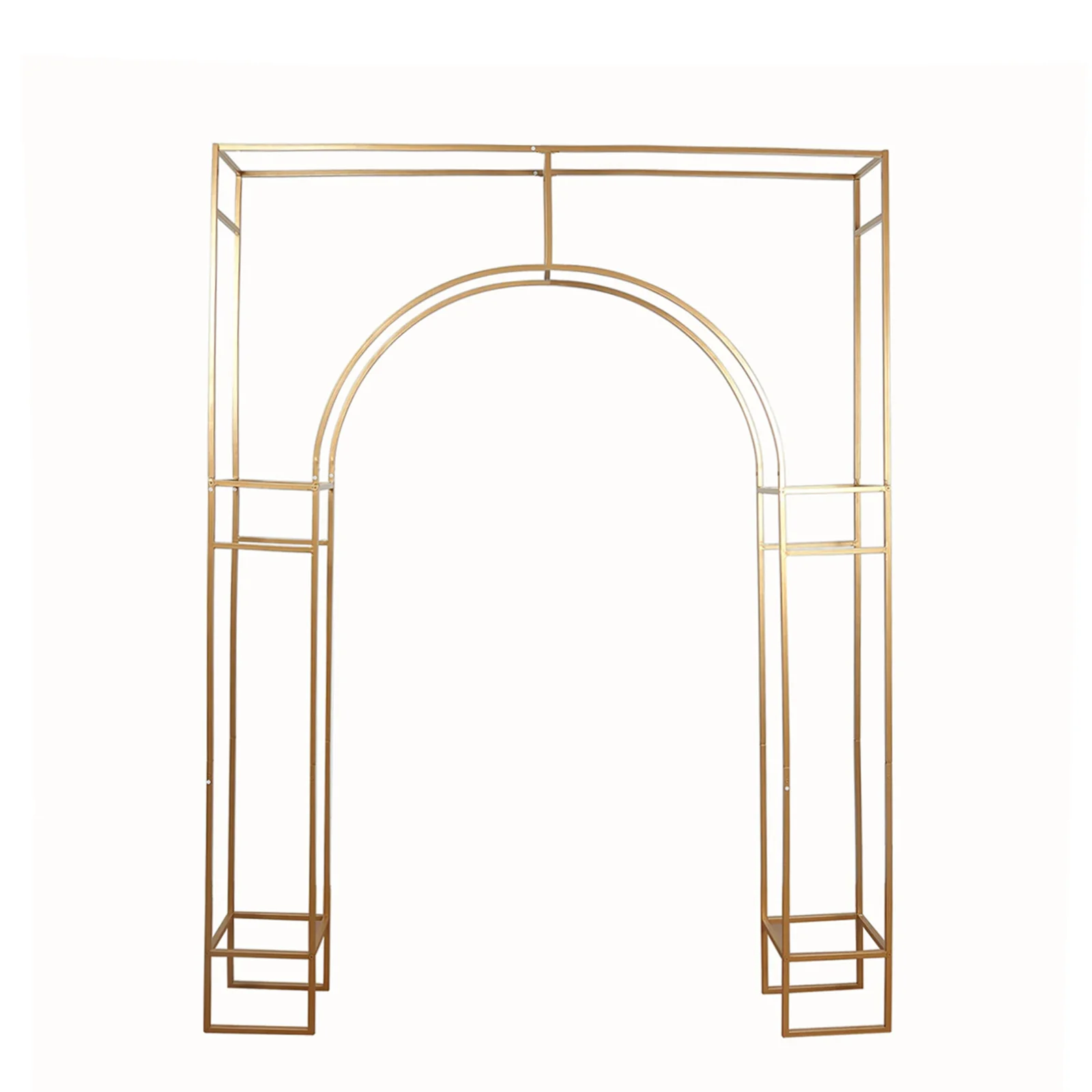 Heavy Duty Gold Metal Rectangular Wedding Arch in Arc de Triomphe Style, 3D Floral Balloon Frame Backdrop Stand - 8ft - Image 6