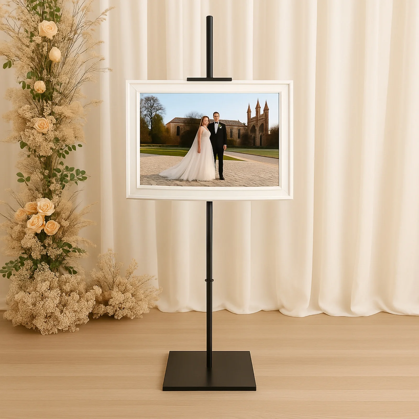 Heavy-Duty Black Metal Floor Easel Stand - Adjustable 5.5ft Display Easel for Paintings, Frames & Artwork - Image 5