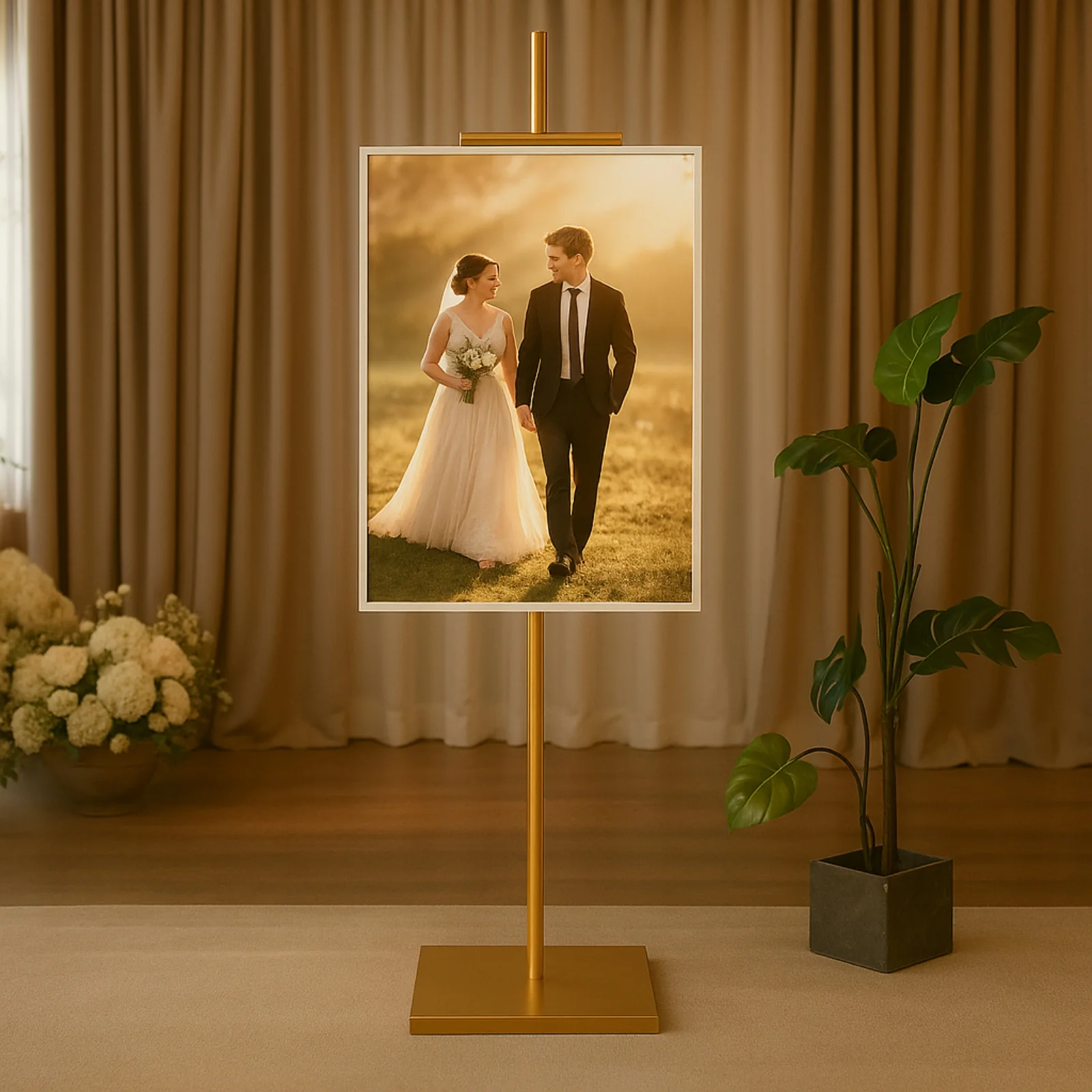 Heavy-Duty Gold Metal Floor Easel Stand - Adjustable 5.5ft Display Easel for Paintings, Frames & Artwork - Image 7
