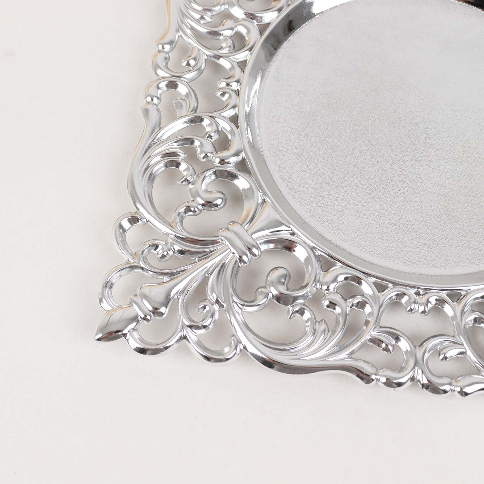 6-Pack Acrylic Charger Plates 12" Square Silver with Hollow Lace Border - Event Tabletop Decorative Charger Tableware - Image 7