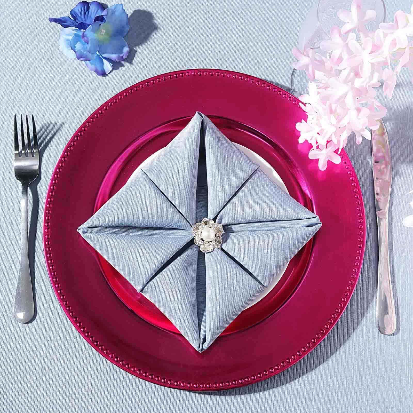 6-Pack Acrylic Charger Plates 13" Round Hot Pink Beaded Rim - Dinner Charger Tabletop Decor - Image 6