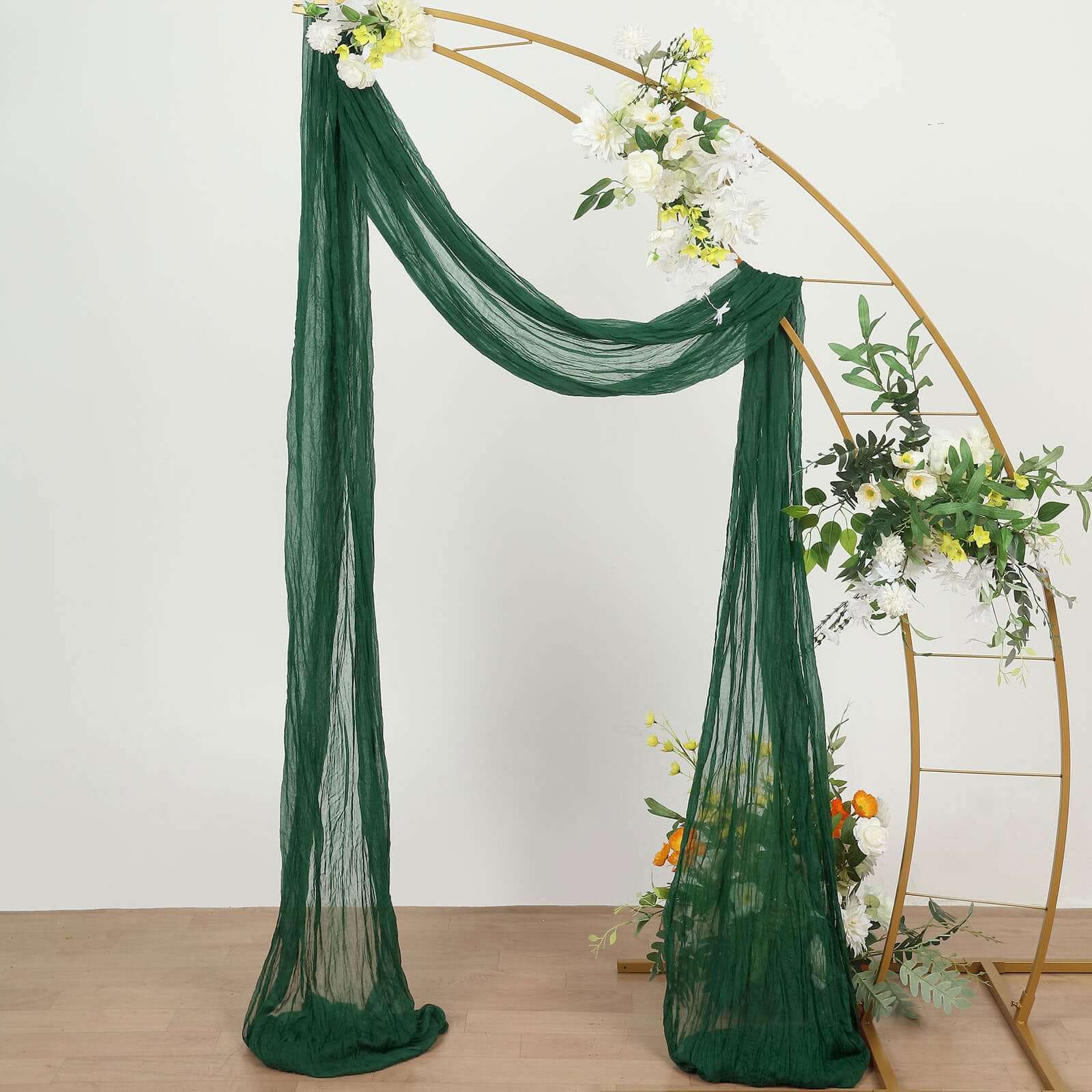 Hunter Emerald Green Gauze Cheesecloth Draping Fabric Wedding Arch Decorations, Window Scarf Valance Drapes, Boho Arbor Long Curtain Panel 20ft - Image 5
