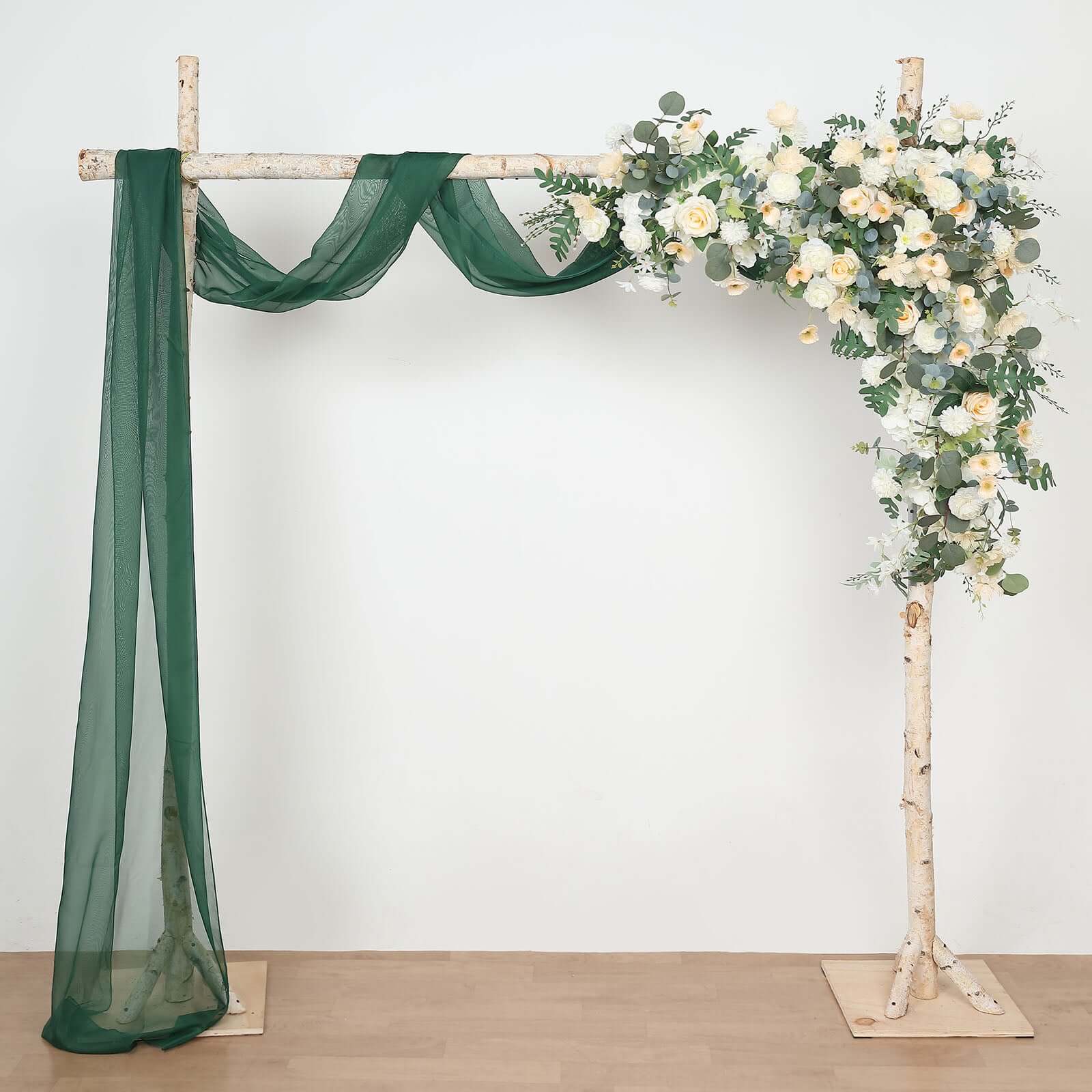 Hunter Emerald Green Sheer Organza Wedding Arch Draping Fabric, Long Curtain Backdrop Window Scarf Valance 18ft - Image 6