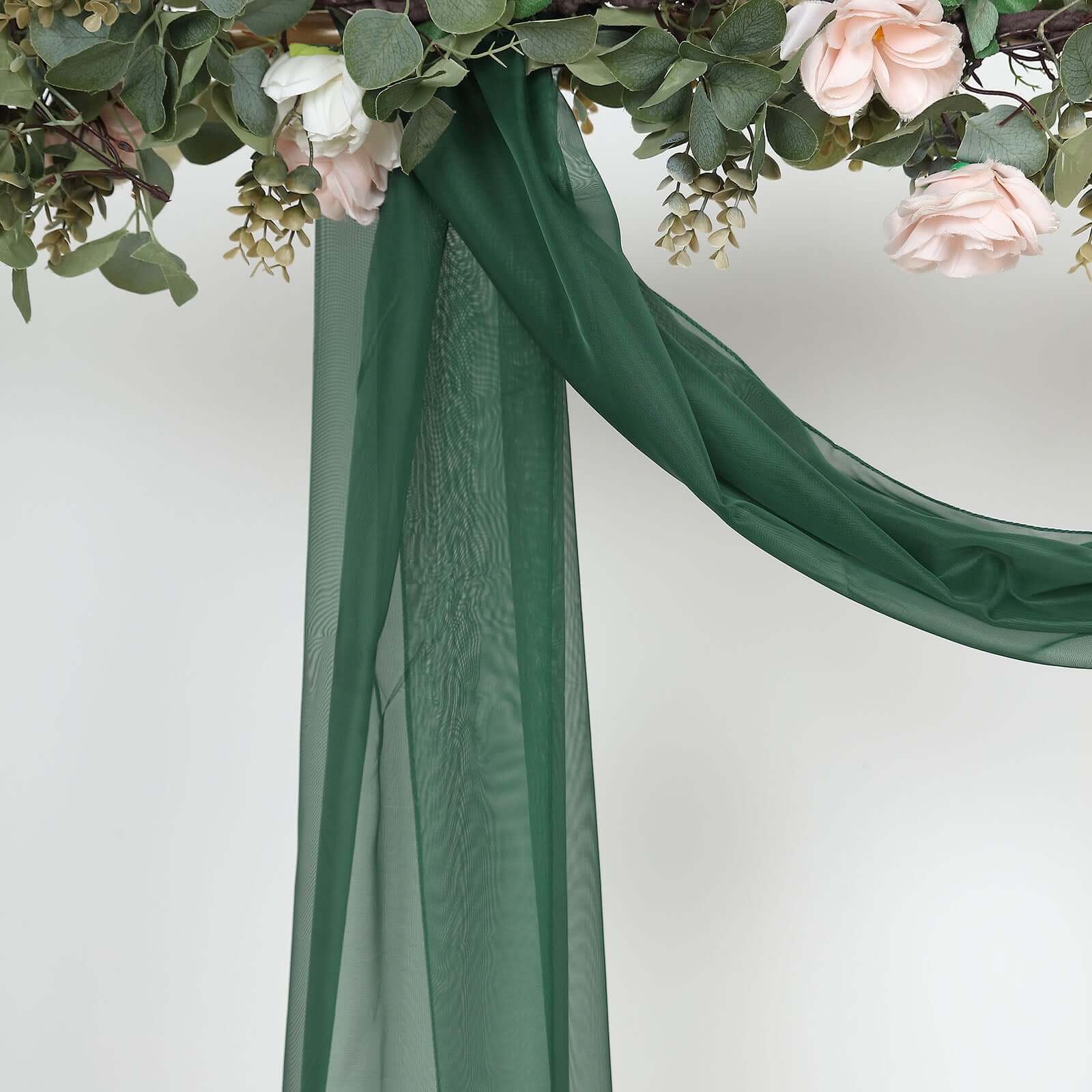 Hunter Emerald Green Sheer Organza Wedding Arch Draping Fabric, Long Curtain Backdrop Window Scarf Valance 18ft - Image 7