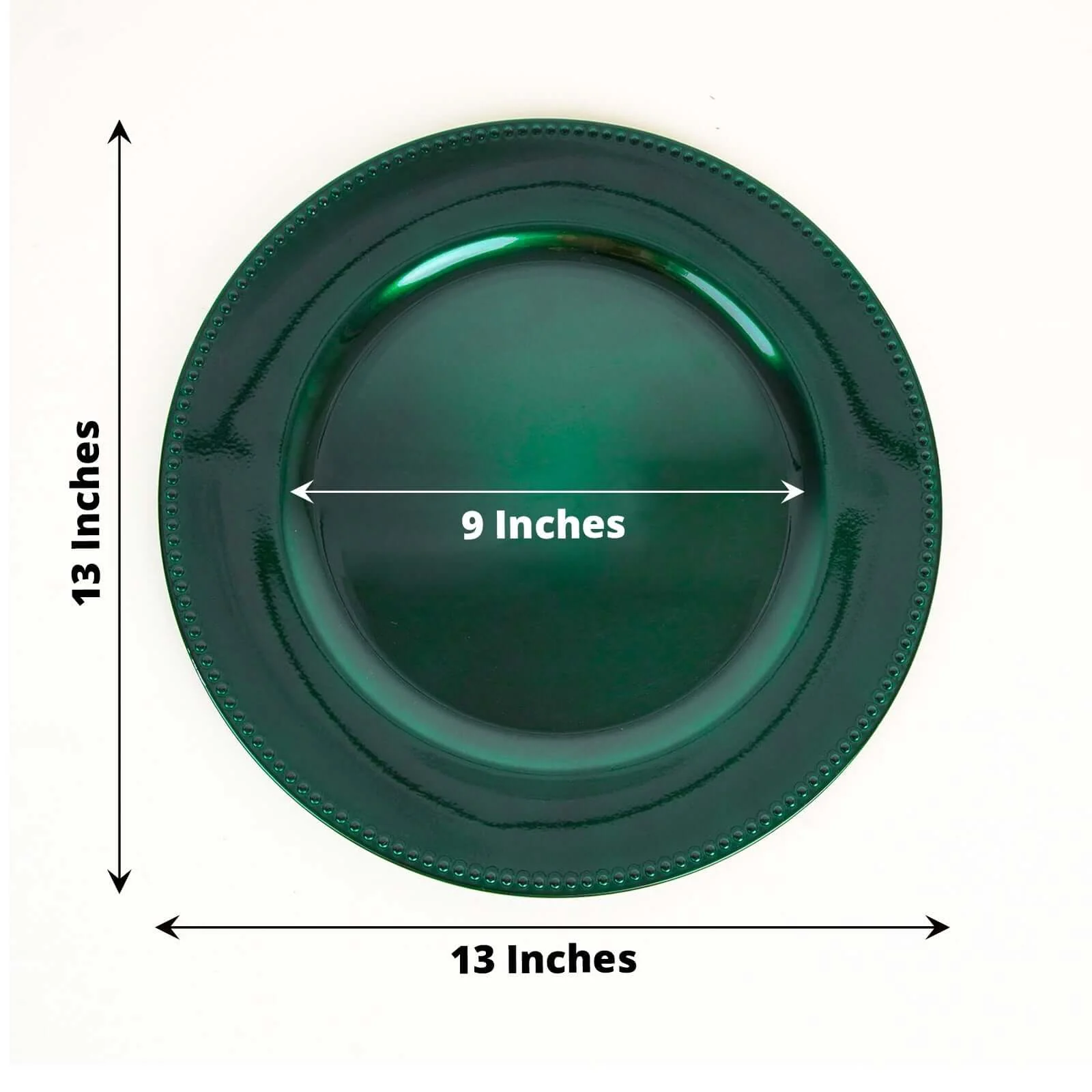 6-Pack Acrylic Charger Plates 13" Round Hunter Emerald Green Beaded Rim - Dinner Charger Tabletop Decor - Image 3