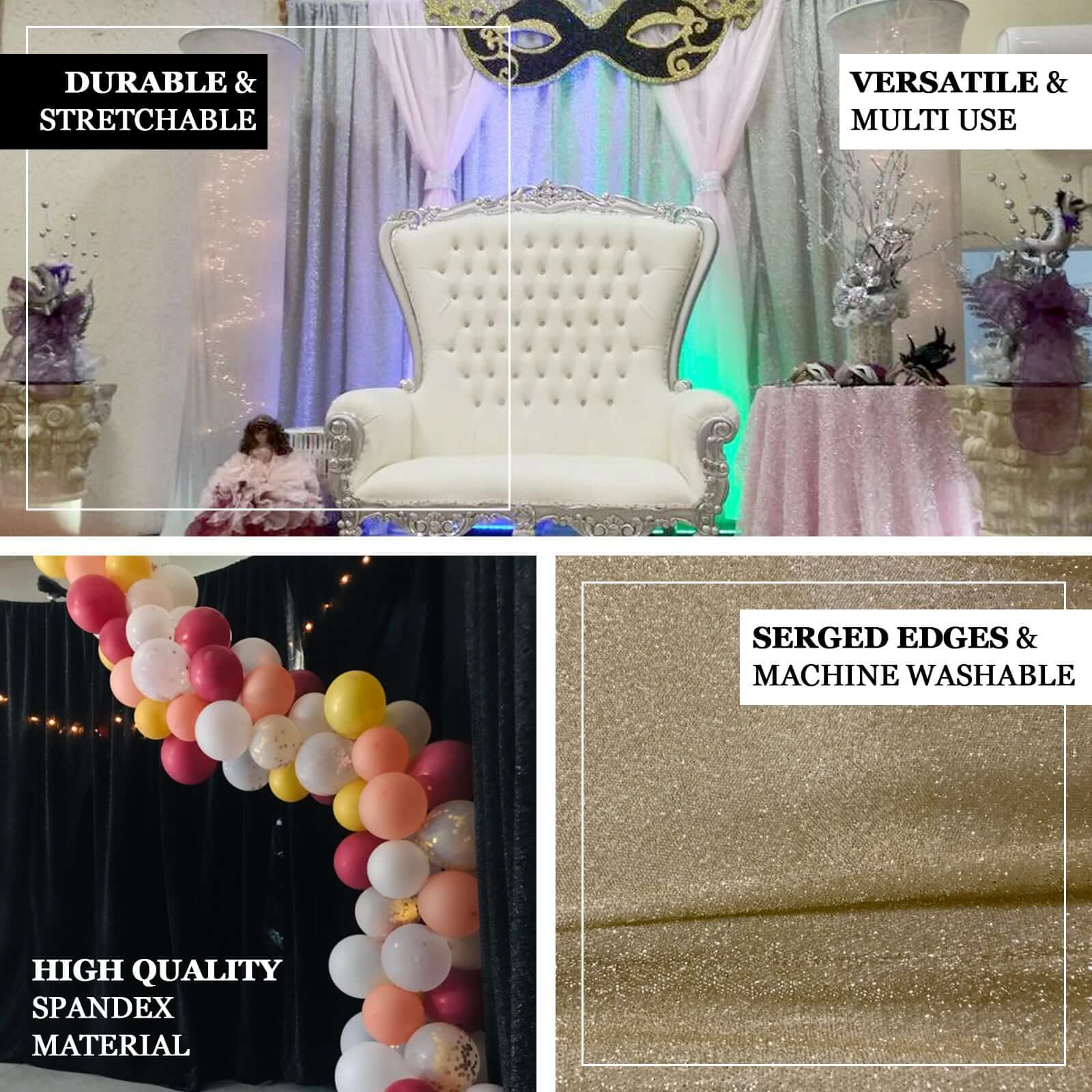 Hunter Emerald Green Metallic Shimmer Tinsel Backdrop Drape Curtain, Event Background Divider Panel - 20ftx10ft - Image 5